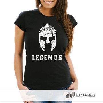Neverless Print-Shirt Damen T-Shirt Legends Sparta Spartaner Helm Neverless Slim Fit Neverless® mit Print