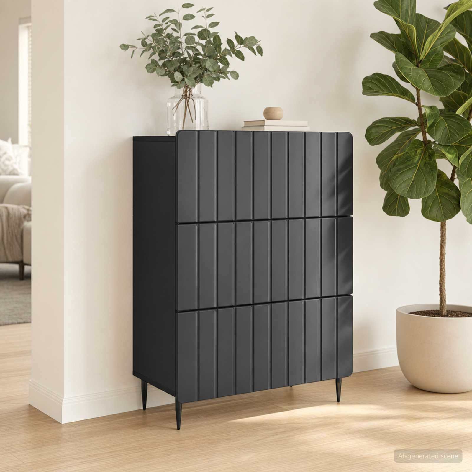 vidaXL Schranksystem Schubladenschrank Schwarz 66 x 34,5 x 92 cm Holzwerkstoff (1-St)