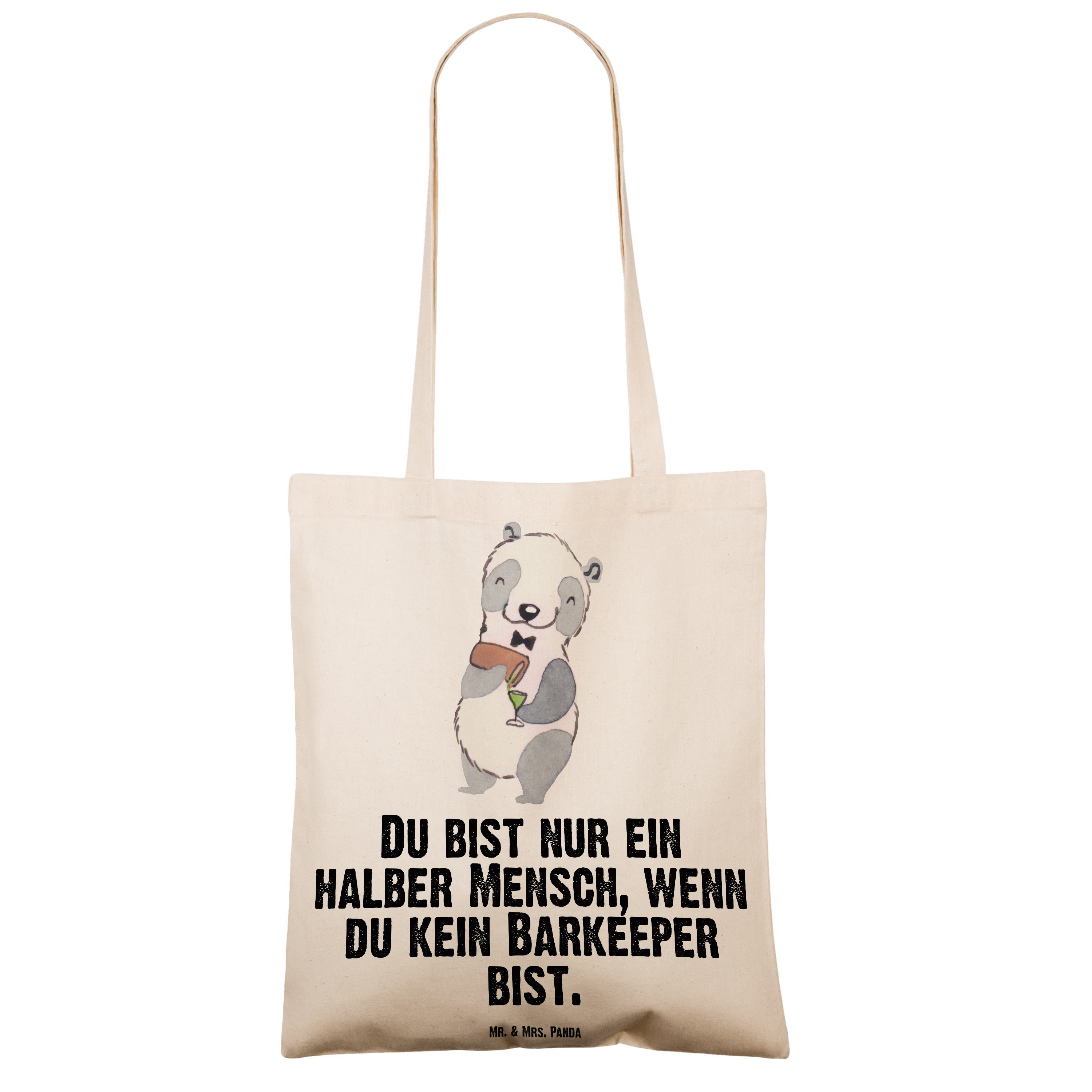 Mr. & Mrs. Panda mit Transparent Ba Geschenk, - Tragetasche Barkeeper - Jutebeutel, Herz Schenken, (1-tlg)