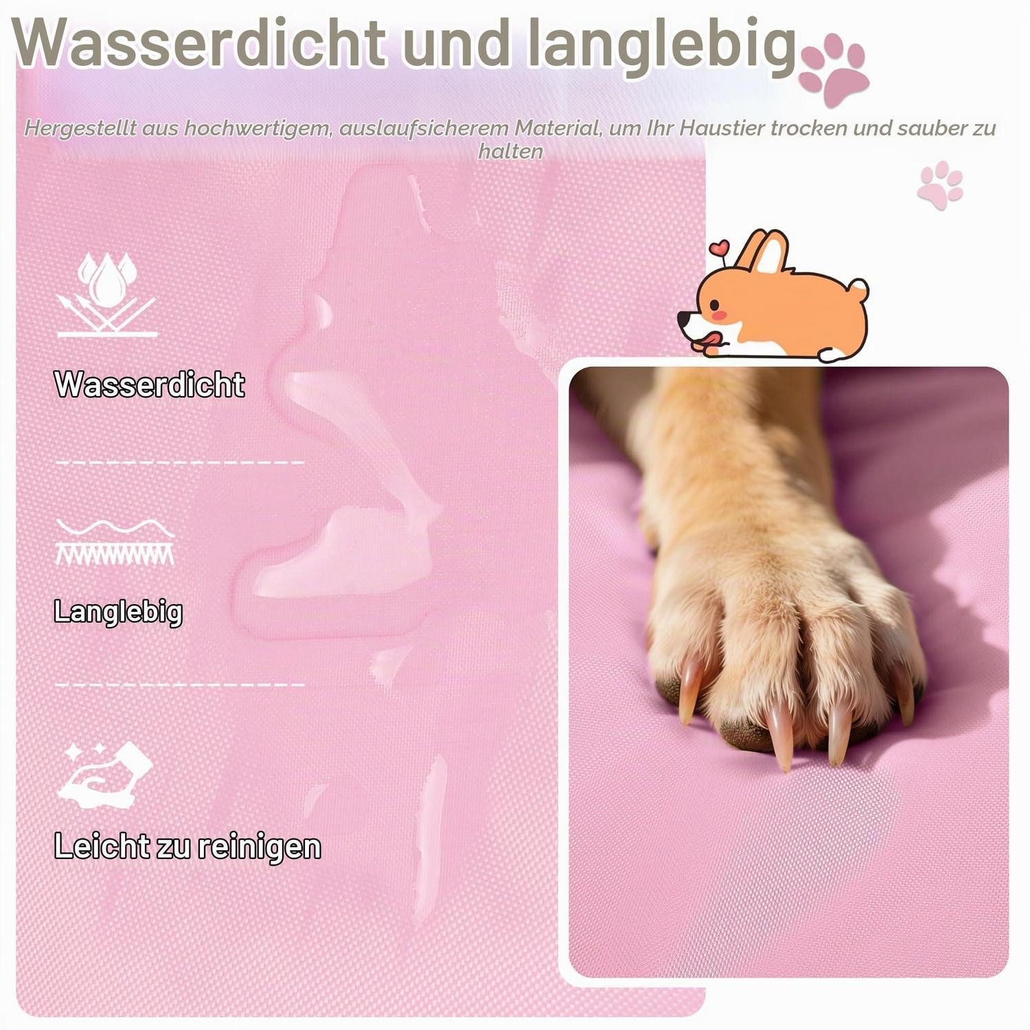 LuxusKollektion Hundematte Hundedecke Outdoor 127x70cm Rosa