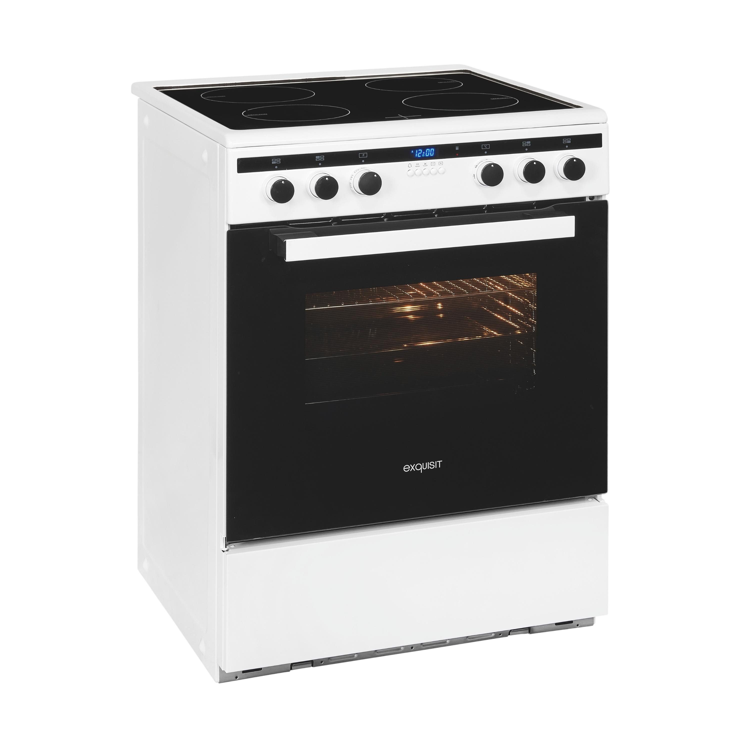 exquisit Induktions-Standherd EHI 60-3.1, Digitaler Timer, 65l Backofenvolumen, Induktionskochfeld