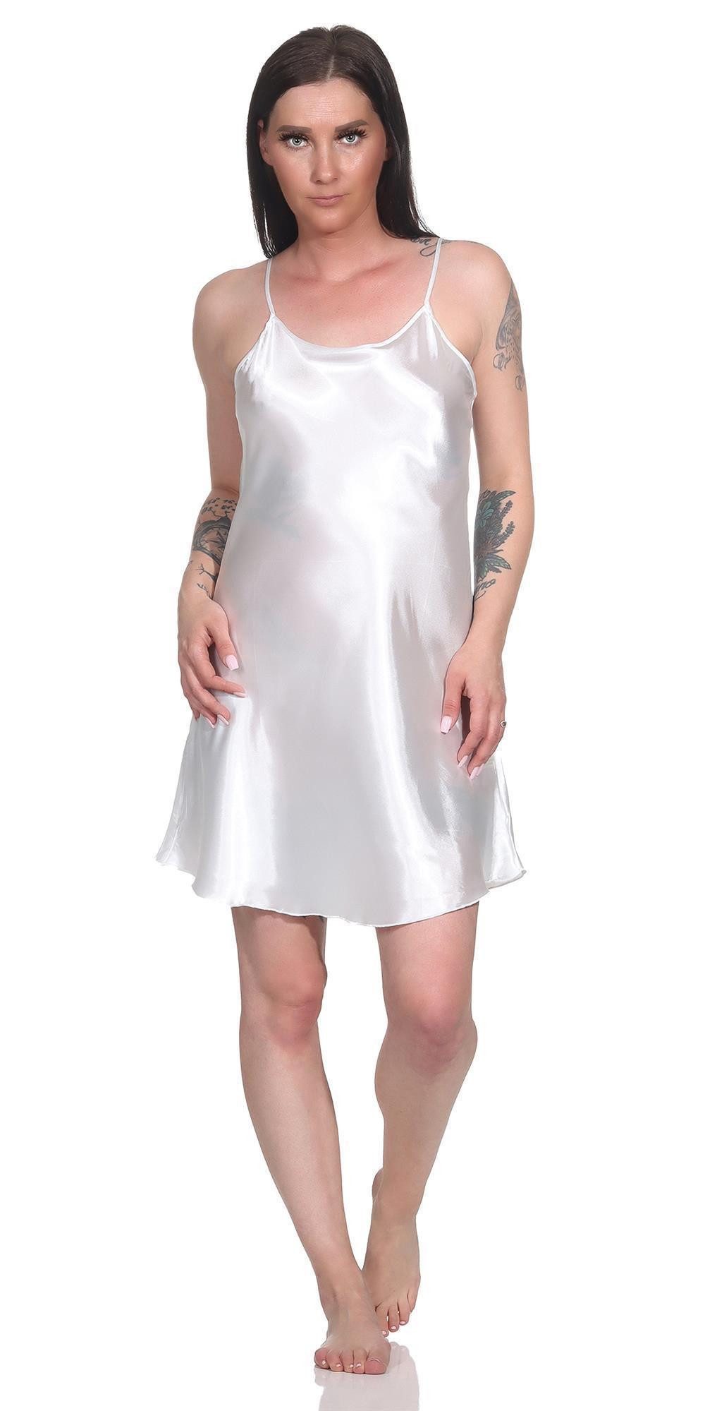 EloModa Negligé Damen kurzes Satin Negligé Nachtkleid Nachthemd Satin; S M L XL 2XL (1-tlg) Satin, verstellbare Träger