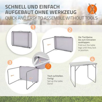 ECD Germany Campingtisch Alu Klapptisch HDPE-Platte Falttisch mit Griff, Falttisch für Picknick klappbar 70x50x60cm Grau-Silber