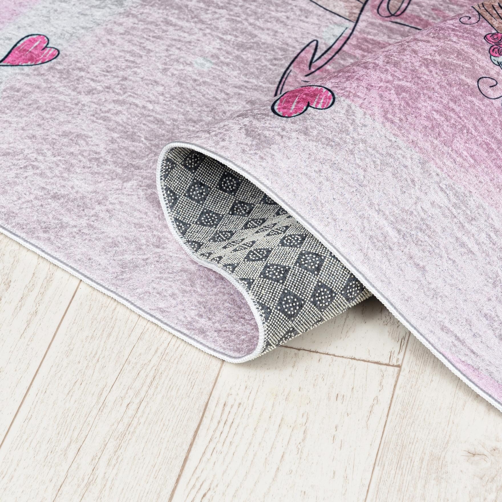 Mazovia Kinderteppich Kinderteppich Kinderzimmerteppich Ballett Ballerina, 80 x 150 cm, Kurflor, Waschbar in Waschmaschine, Höhe 5 mm, Rutschfest – Bild 3 von 5