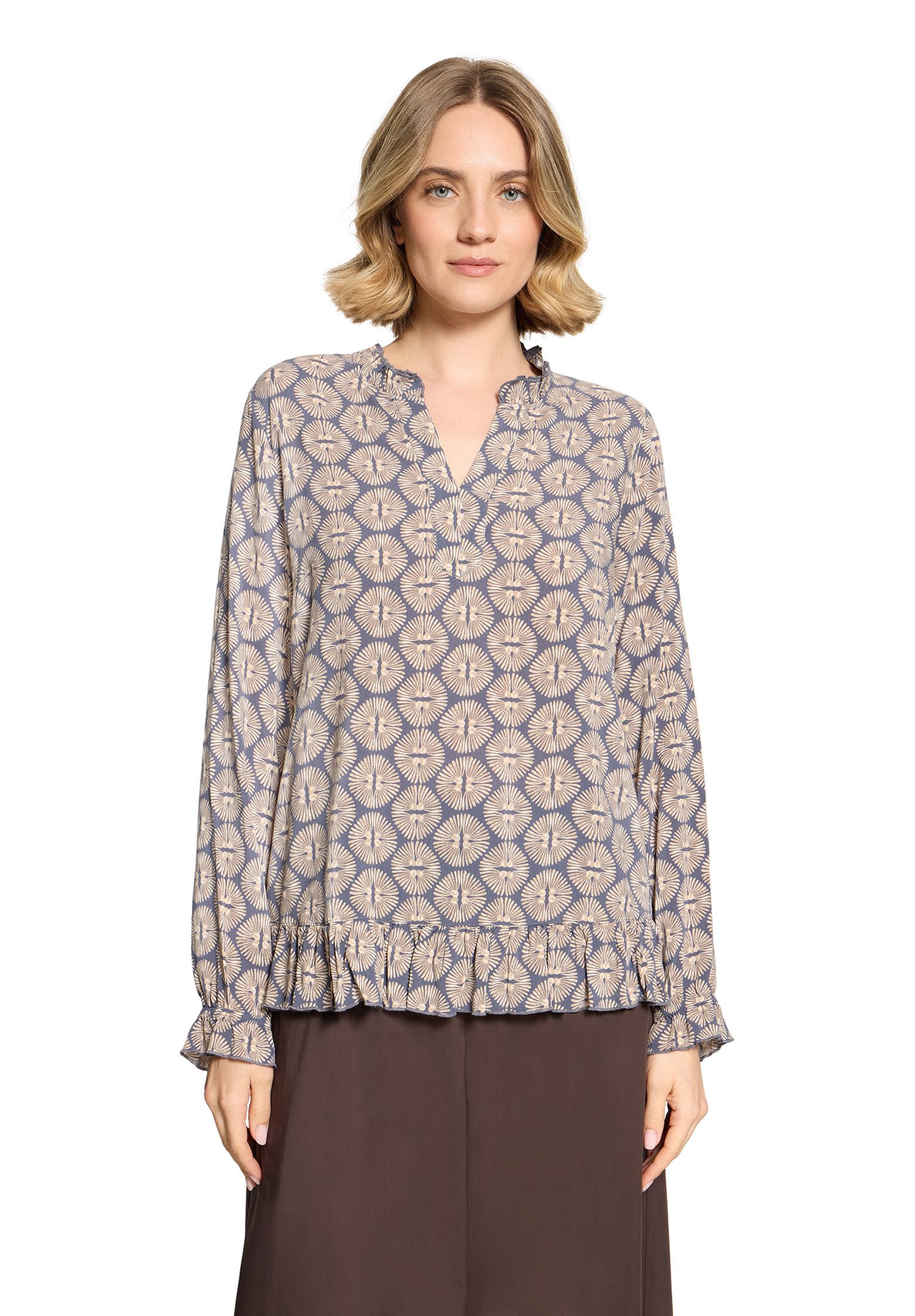 Cartoon Schlupfbluse Damen mit Raffung