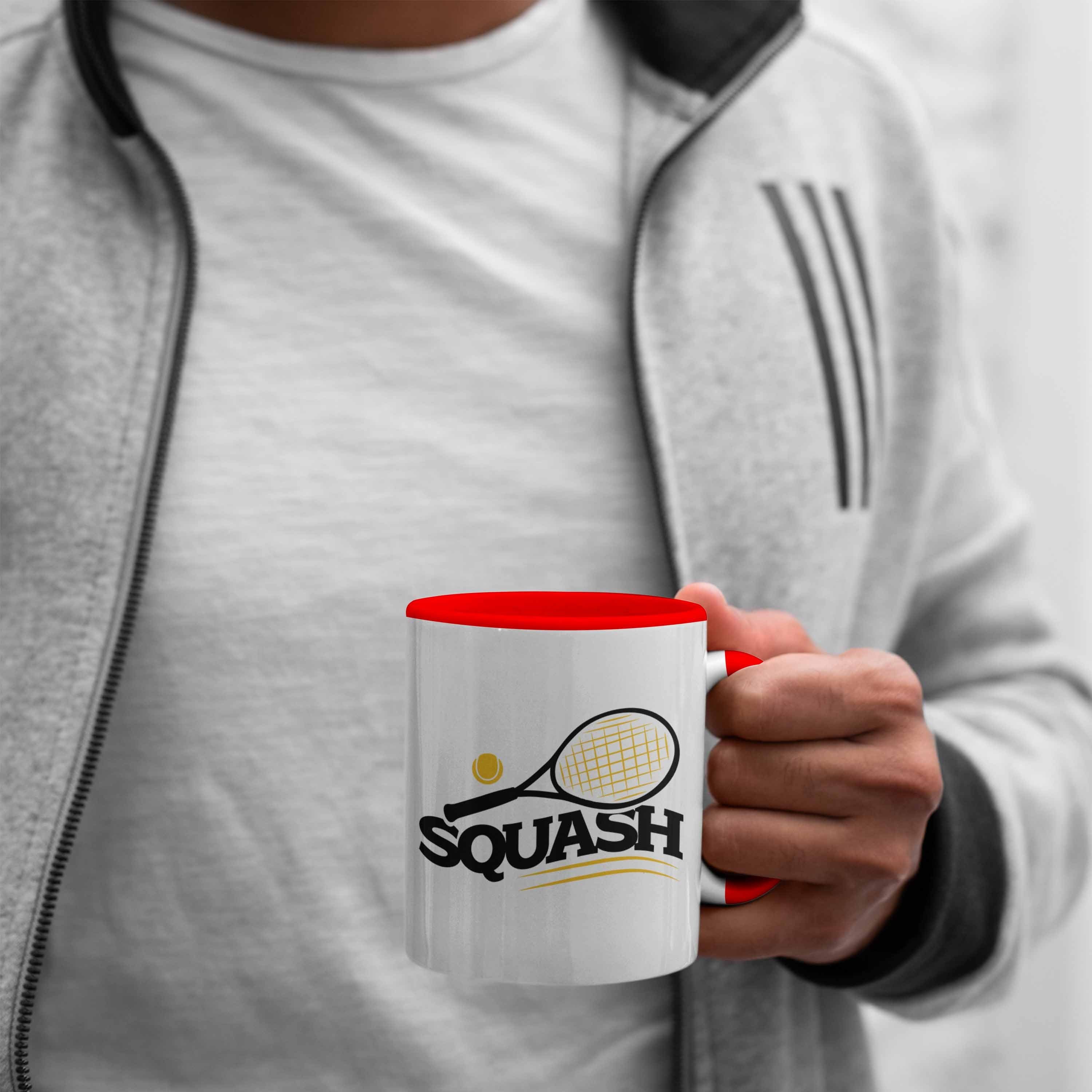 Trendation Tasse Lustige Squash-Tasse Geschenk Rot Squash-Spieler für