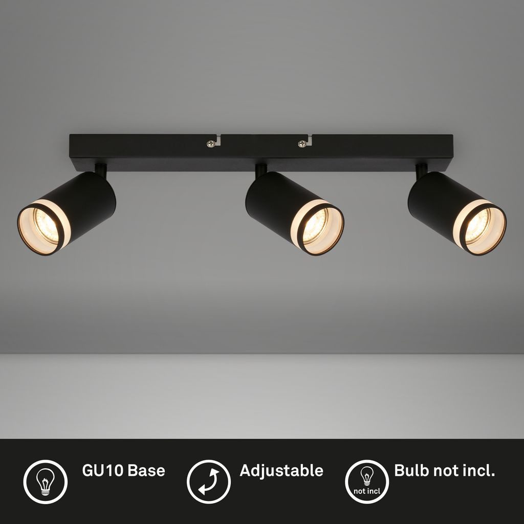 Briloner Leuchten LED Deckenleuchte 2832035, ohne Leuchtmittel, 2700K - Extra-Warmweiß, Deckenleuchte 40cm Schwarz GU10 max. 9W Wohnzimmer Schlafzimmer Küche