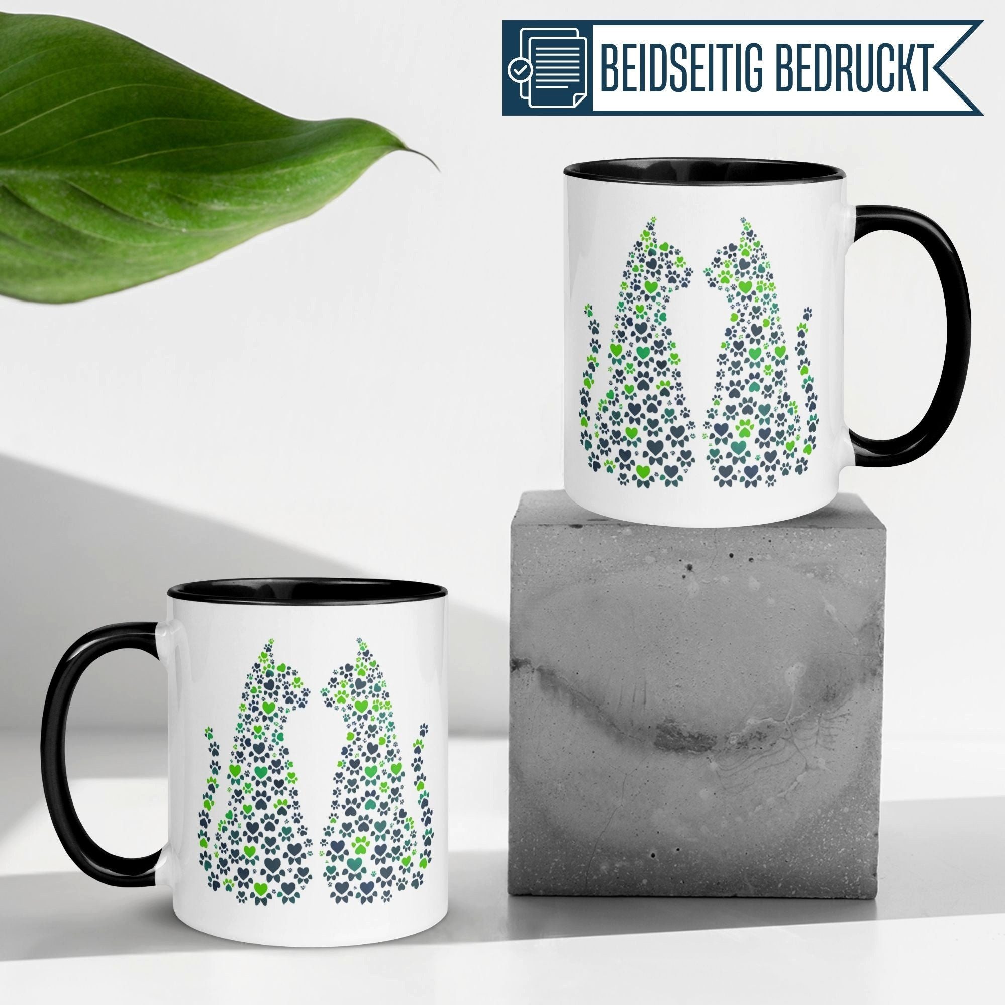 Momentals Tasse Katze – „Pfoten Silhouette“ – lustiger Katzen Geschenk Becher, Gratis Versand · Links-&Rechtshänder · Spülmaschinenfest