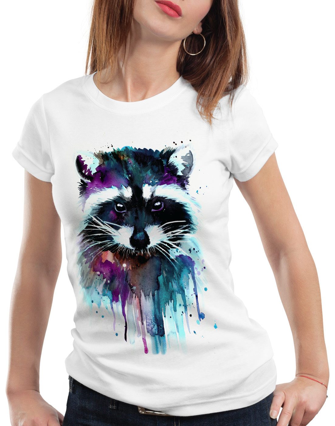 style3 T-Shirt Aquarell Waschbär raccoon zoo günstig online kaufen