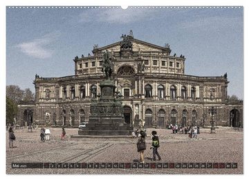 CALVENDO Wandkalender Dresden, Nostalgiekalender (Premium, hochwertiger DIN A2 Wandkalender 2023, Kunstdruck in Hochglanz)