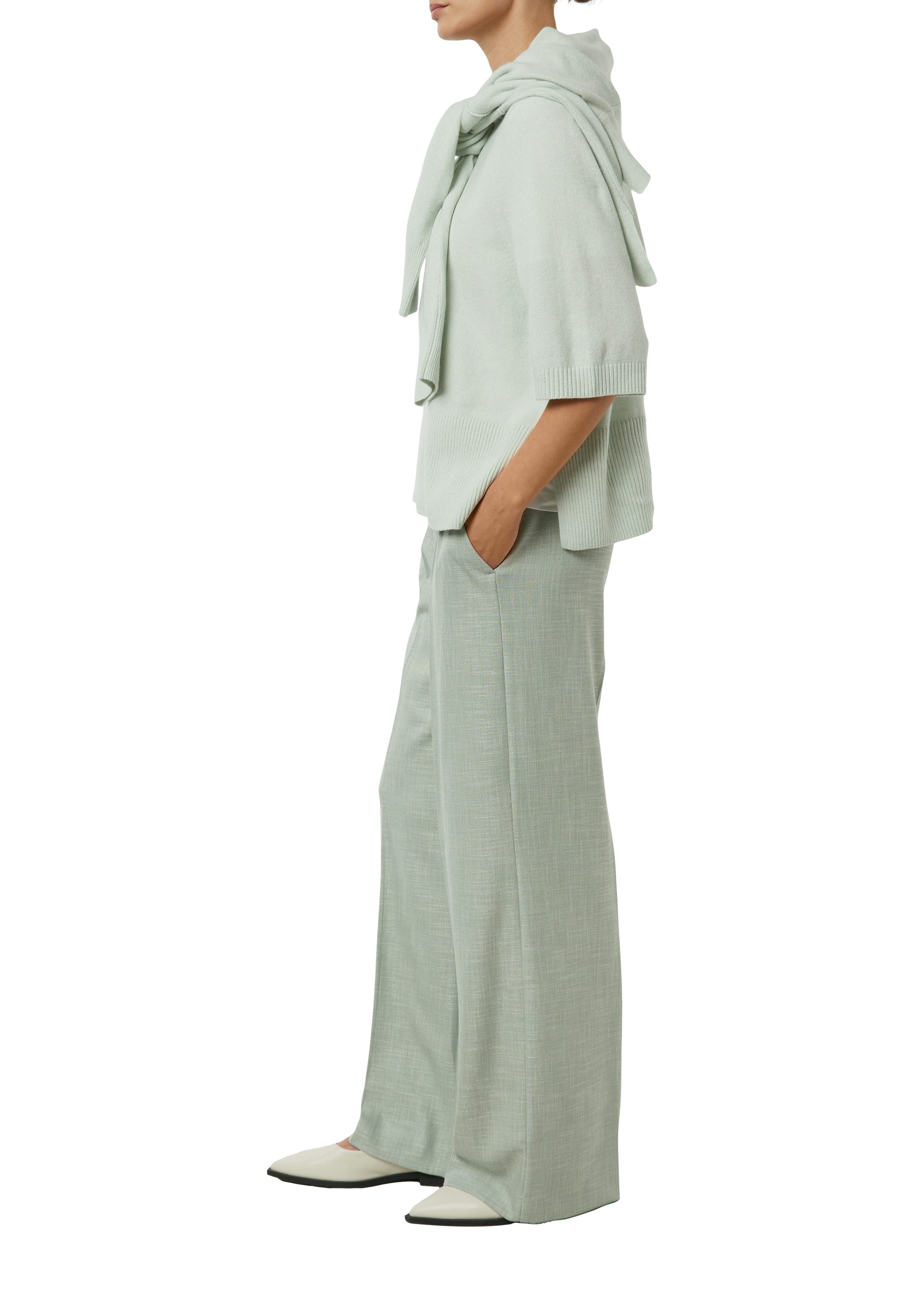 comma Stoffhose meliert, mit geradem Bein und Bundfalte