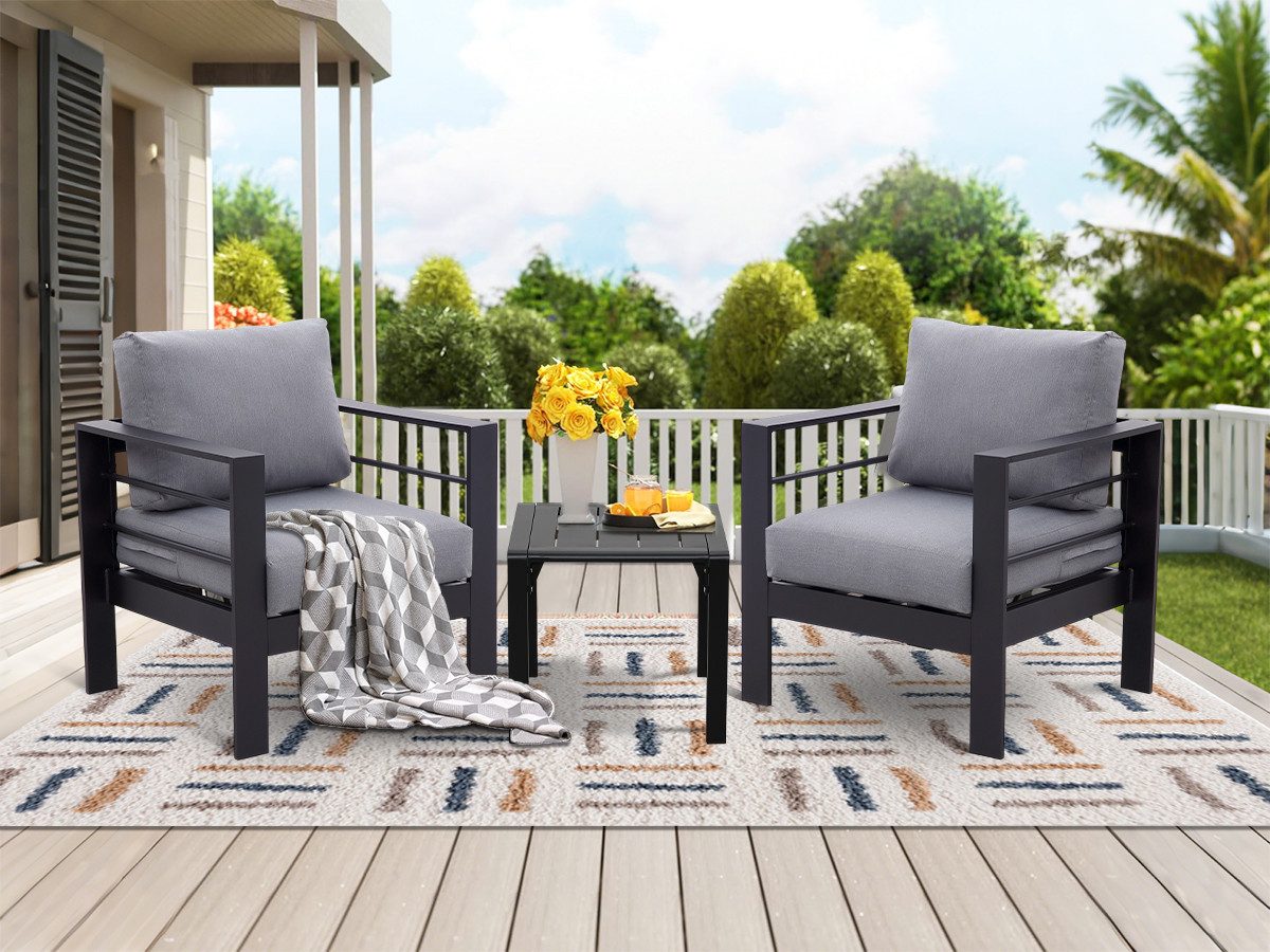 MeXo Gartenlounge-Set Kleine Balkonmöbel Set Aluminum günstig online kaufen