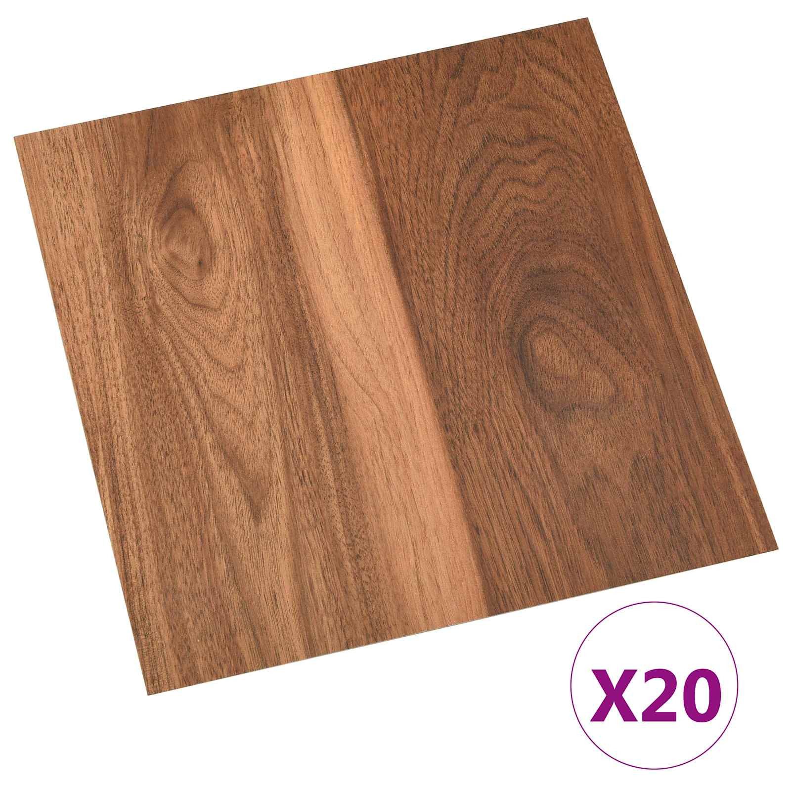 vidaXL Teppichboden Selbstklebende Bodenplanken Holzfarbe 30,5 x 30,5 cm 20 Stk., Quadratisch, Höhe: 0.15 mm