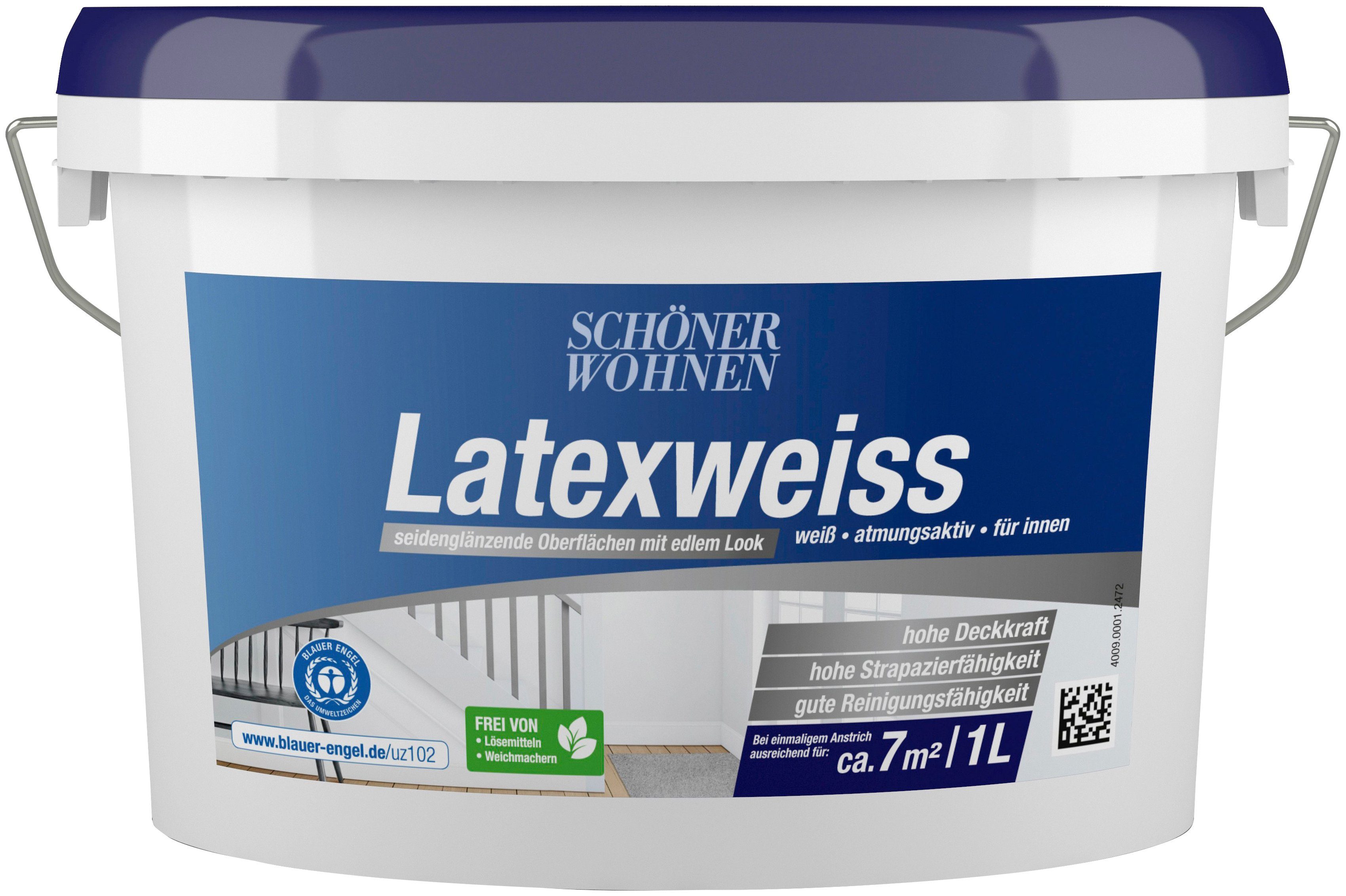 SCHÖNER WOHNEN FARBE Innenfarbe »Latexweiß«, weiß, seidenglänzend, für