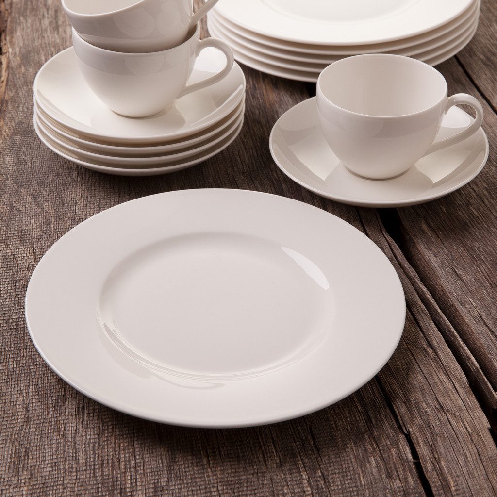 vivo Villeroy & Boch Group Kaffeeservice Basic White (18-tlg), 6 Personen, Fine China-Porzellan, Made in Germany, Fine China Porzellan
