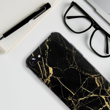 DeinDesign Handyhülle Marmor schwarz Muster BlackGoldMarble Look, Apple iPhone 7 Silikon Hülle Bumper Case Handy Schutzhülle
