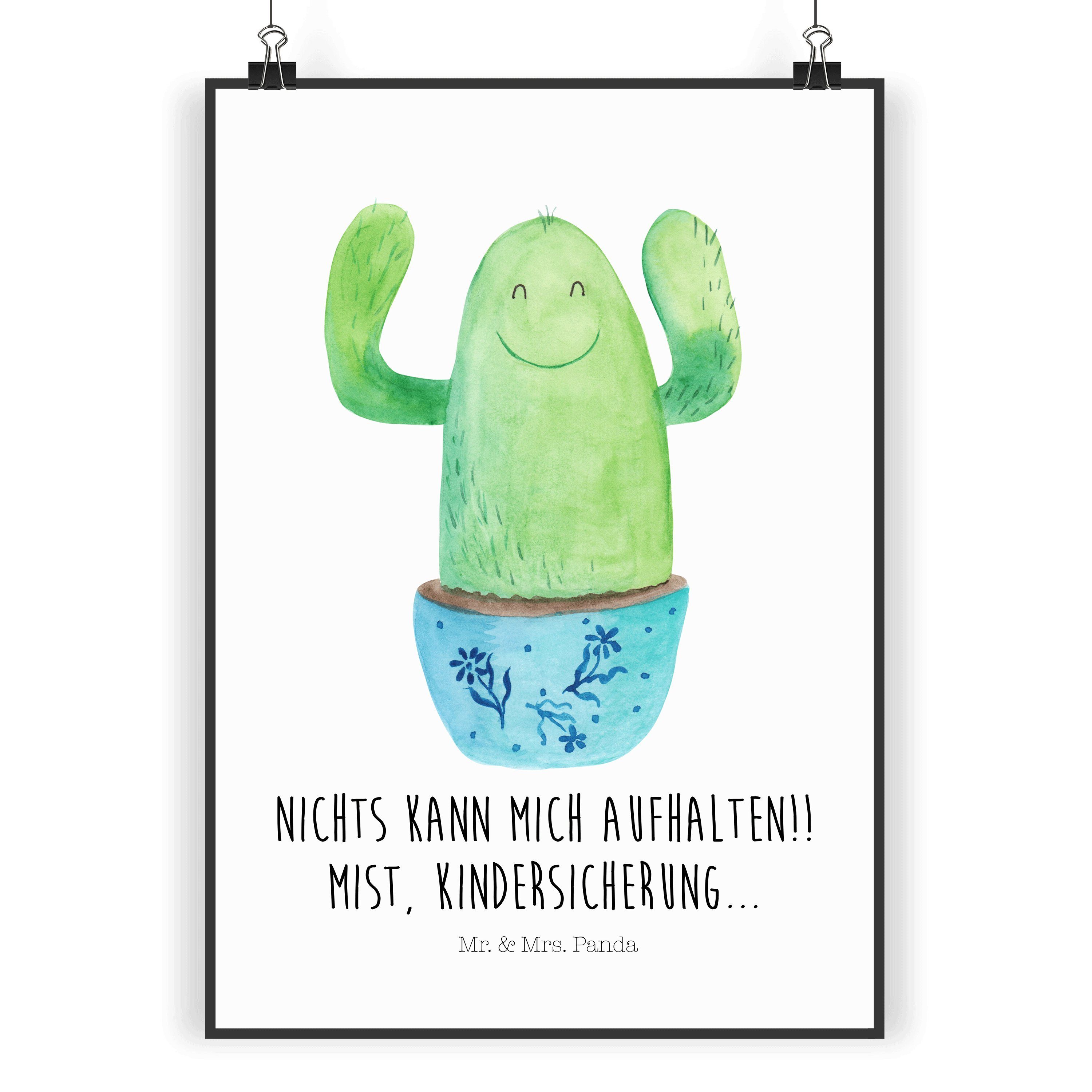 Mr. & Mrs. Panda Poster »Kaktus Happy Weiß Motivation, Poster