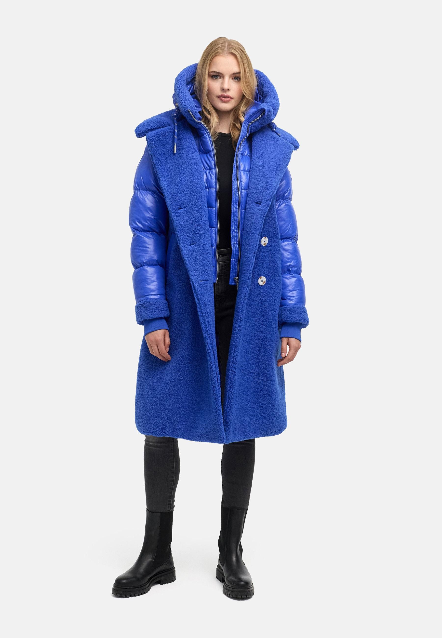 Navahoo Wintermantel Kuscheltraum 14 Modischer Damen Plüschmantel aus angesagtem Materialmix – Bild 4 von 5