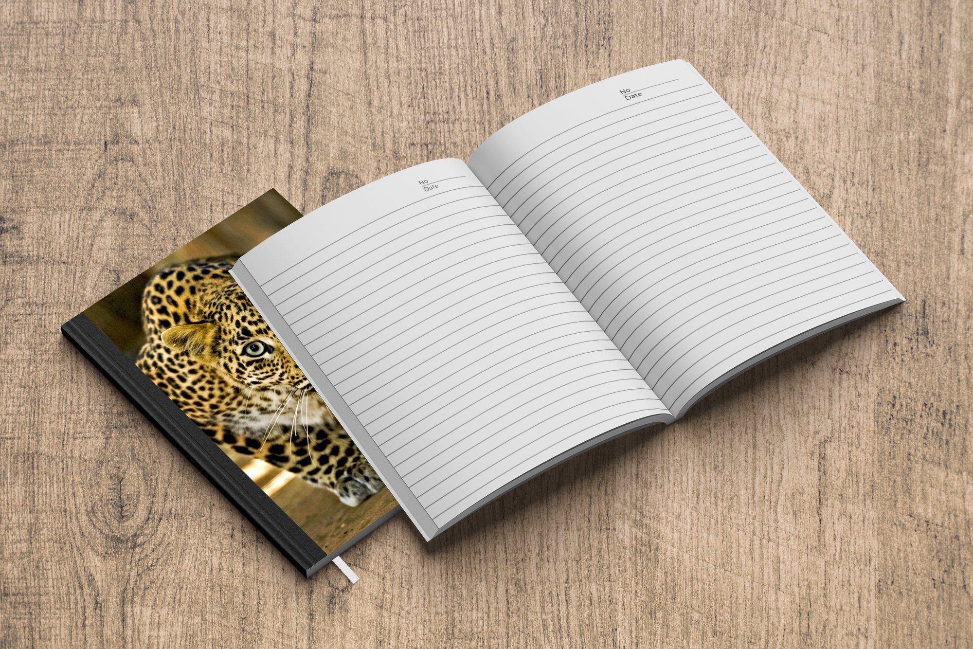 Notizbuch - Tagebuch, A5, Porträt, Merkzettel, Journal, Leopard 98 Notizheft, Haushaltsbuch Raubtier - Seiten, MuchoWow