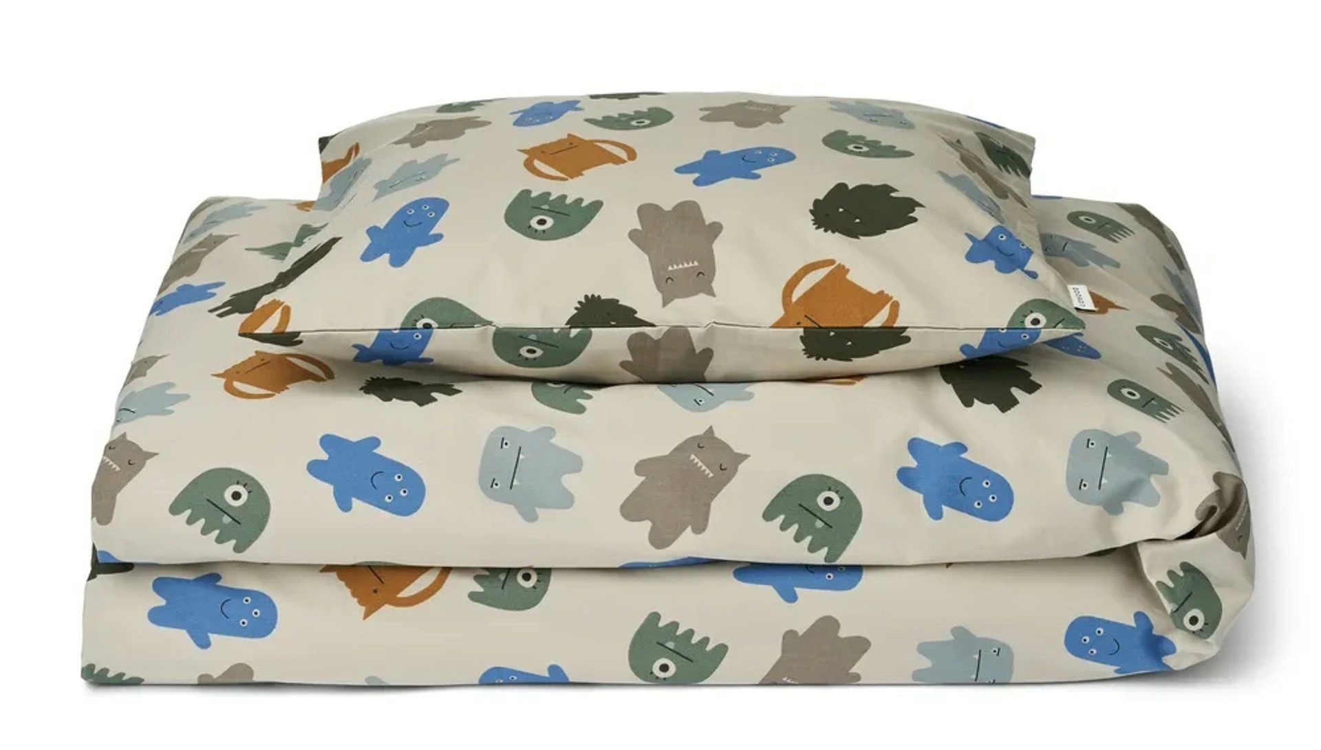 Liewood Kinderbettwäsche Bettwäsche, Bettdecken - Ingeborg, Farbe: Monsters blue mix, Musselin, 2 teilig, 100% Baumwolle, atmungsaktiv, pflegeleicht