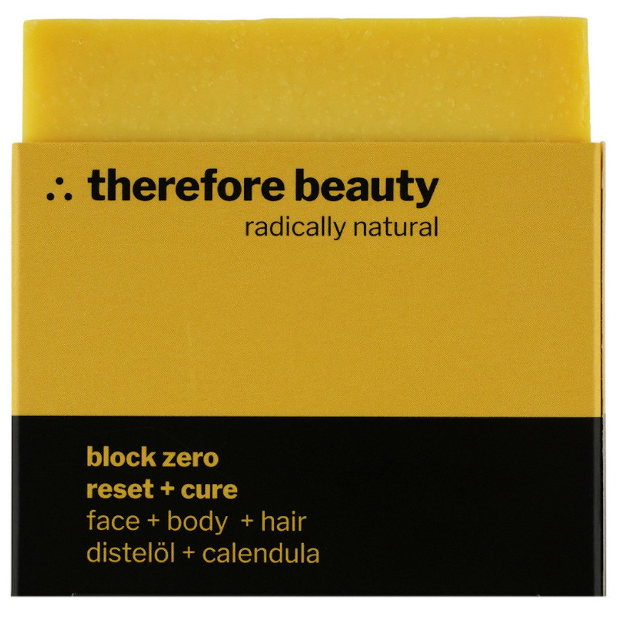 therefore beauty Gesichtsseife block zero reset + cure rein Pflegeseife für Haut und Haar, 1-tlg., 3-in1-Seife (Gesicht/Körper/Haar)