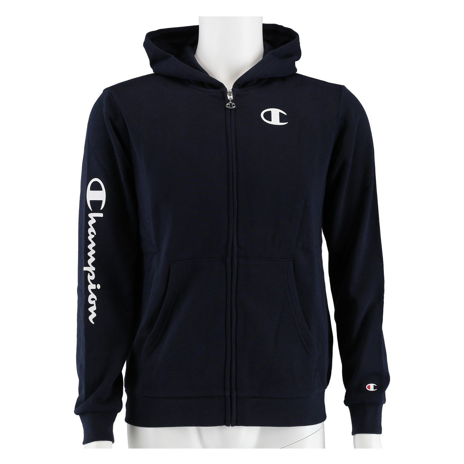 Champion Trainingsjacke Kapuzenjacke Hoodie Full Zip C-Logo (gefüttert) navyblau Jungen
