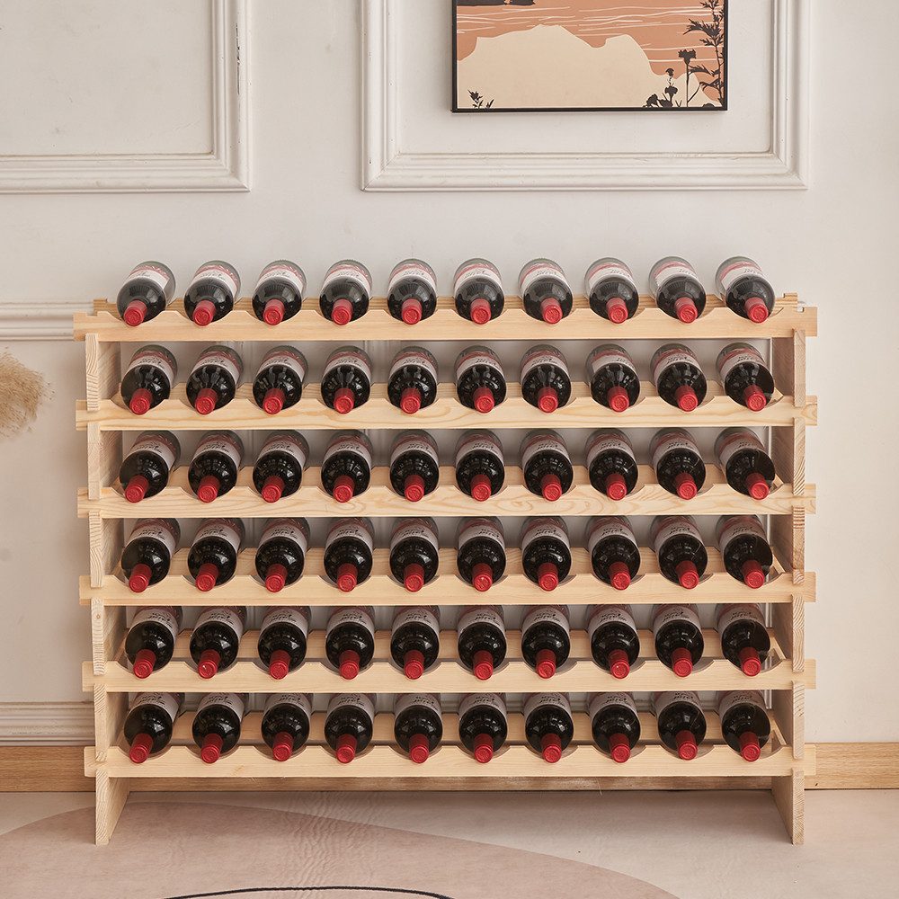 JEOBEST Weinregal Weinregal aus Holz, Flaschenregal 48/60 Flaschen Wein, für Keller, Bar, Lagerraum usw.