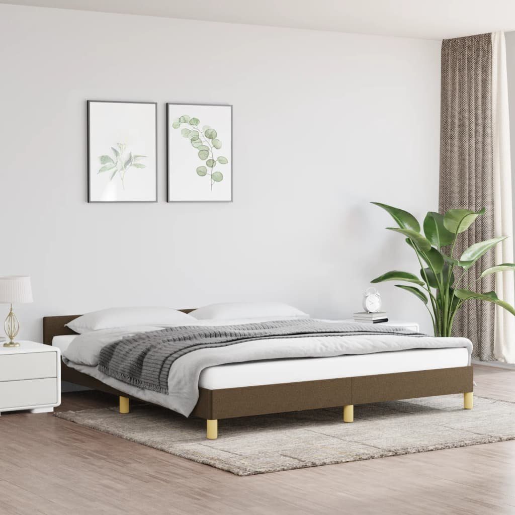 vidaXL Bett Bettgestell mit Kopfteil Dunkelbraun 180x200 cm Stoff
