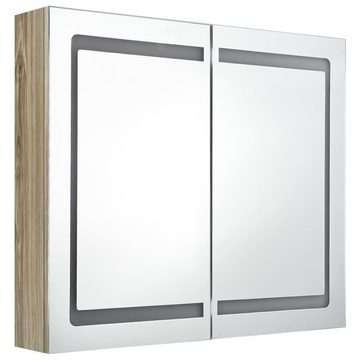 vidaXL Spiegel LED-Bad-Spiegelschrank Eichenoptik 80x12x68 cm Badezimmer LED-Beleucht