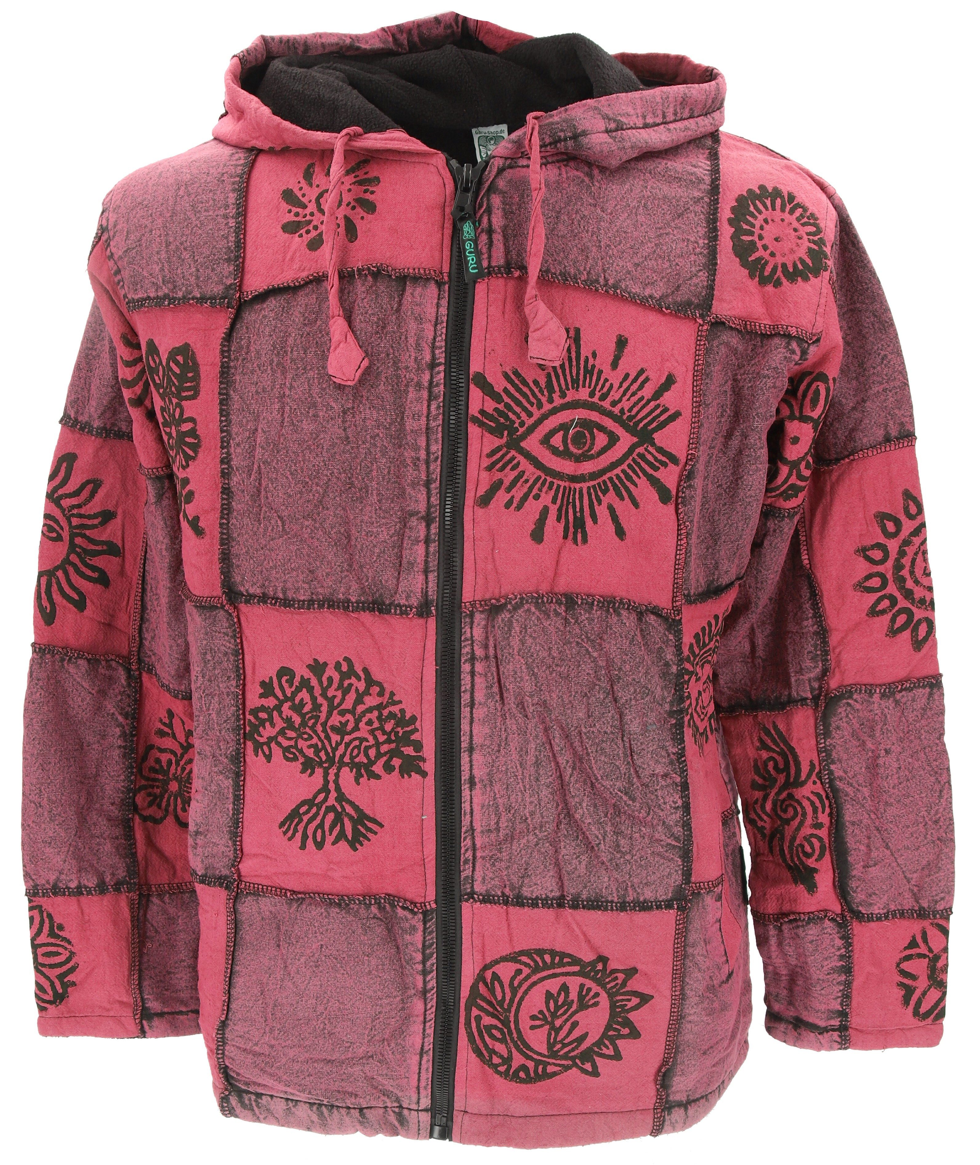 Strickjacke Goa Jacke, Patchwork Sweatshirt Jacke - rot
