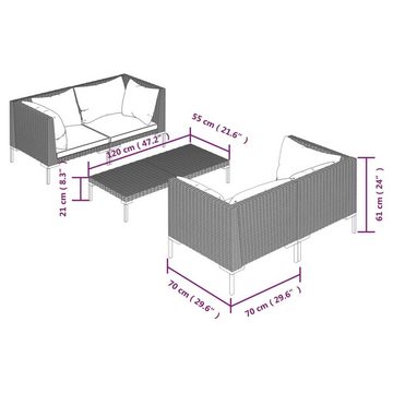 vidaXL 4-Sitzer 5-tlg. Garten-Lounge-Set mit Kissen Poly Rattan Dunkelgrau