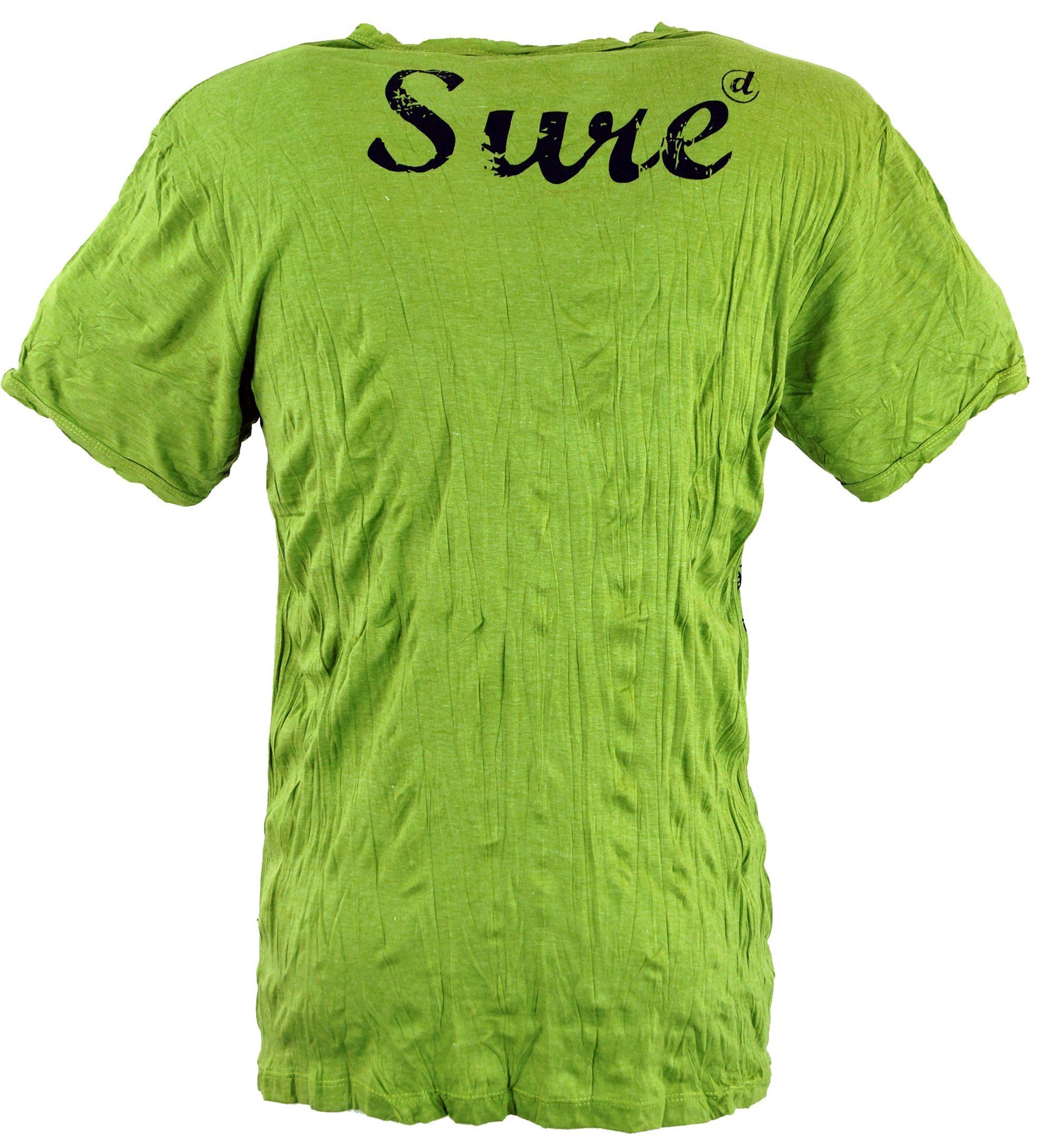 Guru-Shop T-Shirt Sure Festival, Eule lemon Style, Goa T-Shirt Bekleidung - alternative