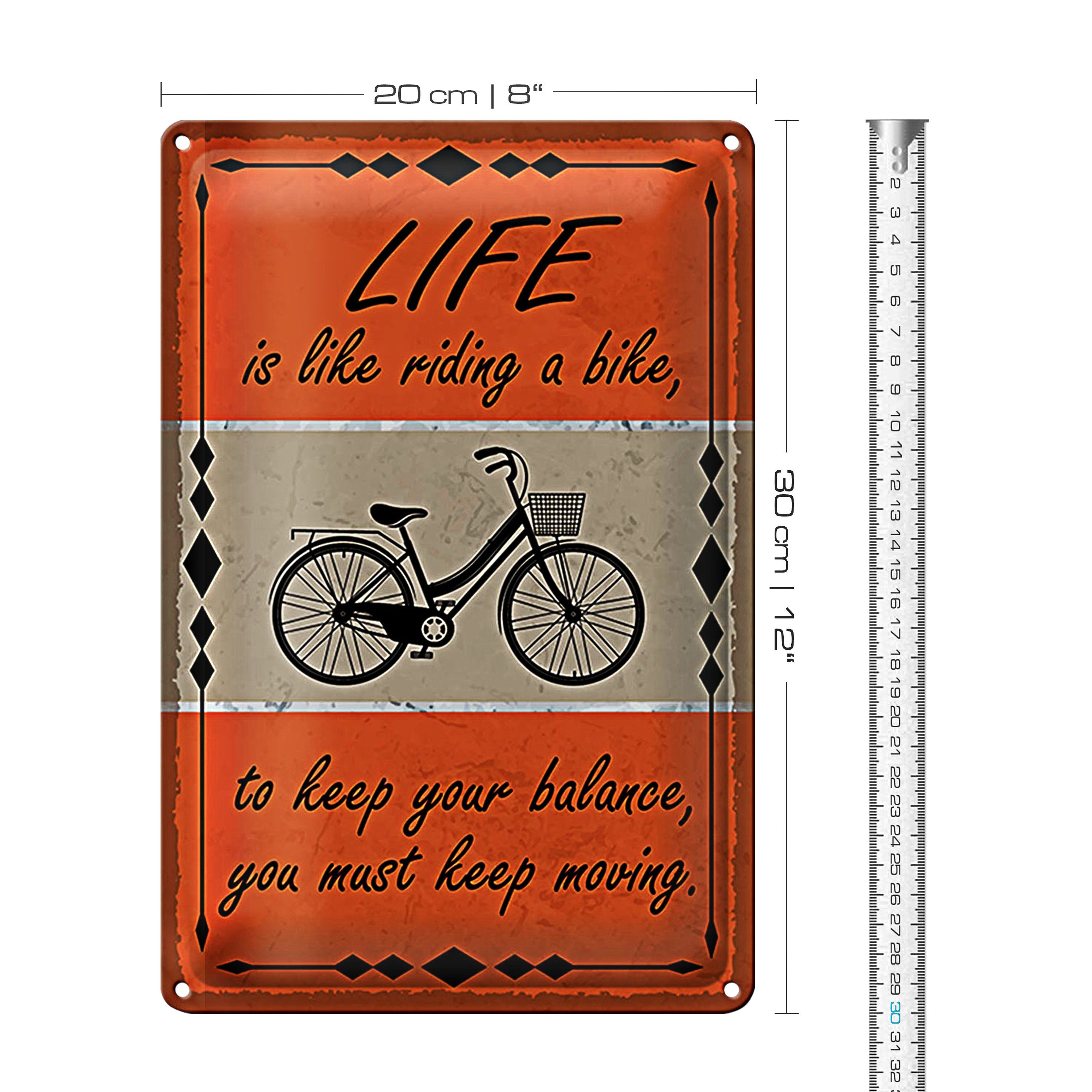 Roomando Metallschild Blechschild Spruch 20x30cm Life is like riding a bike