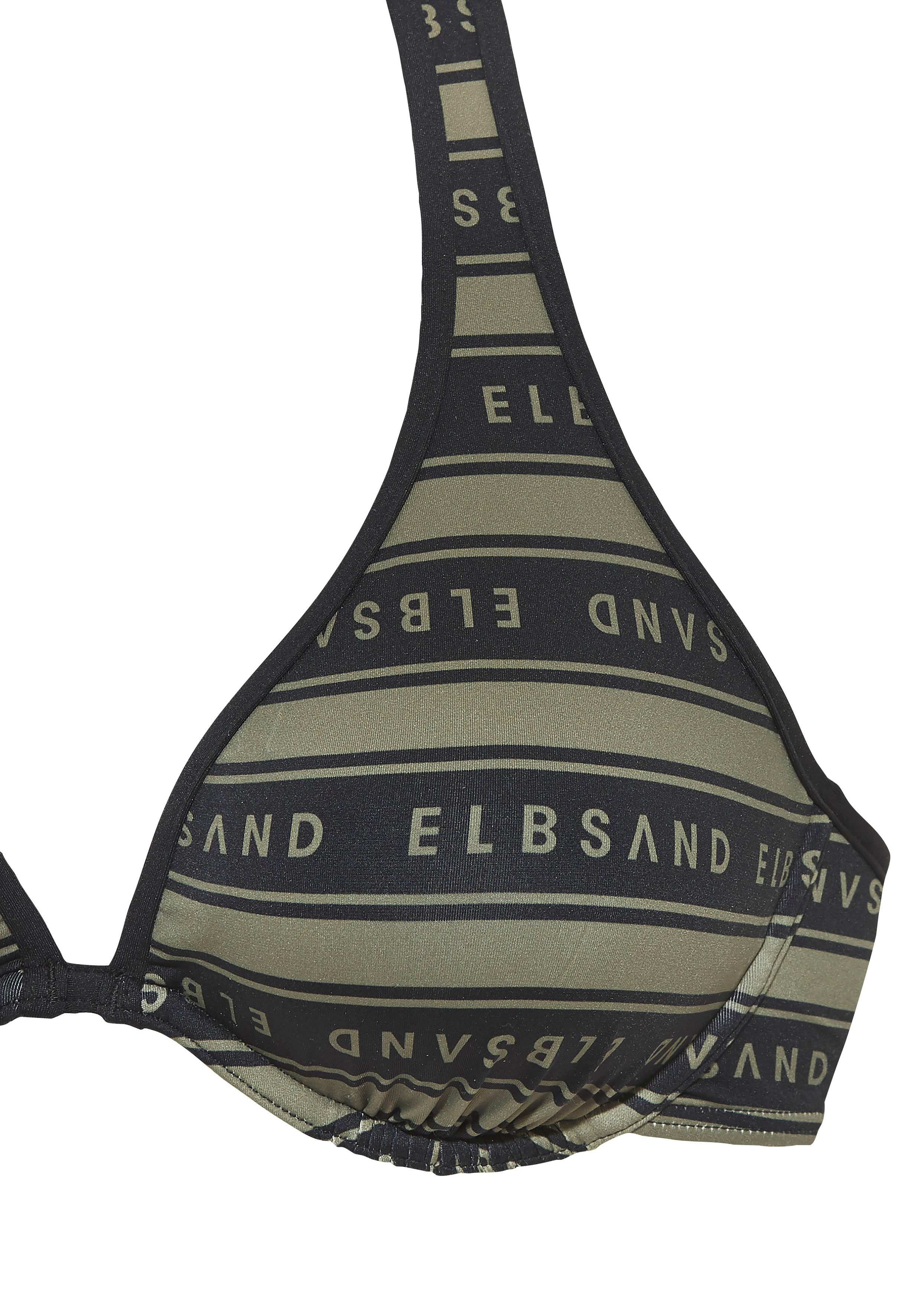 Elbsand Bügel-Bikini Zone mit kontrastfarbenen Streifen und Schriftzügen – Bild 3 von 5