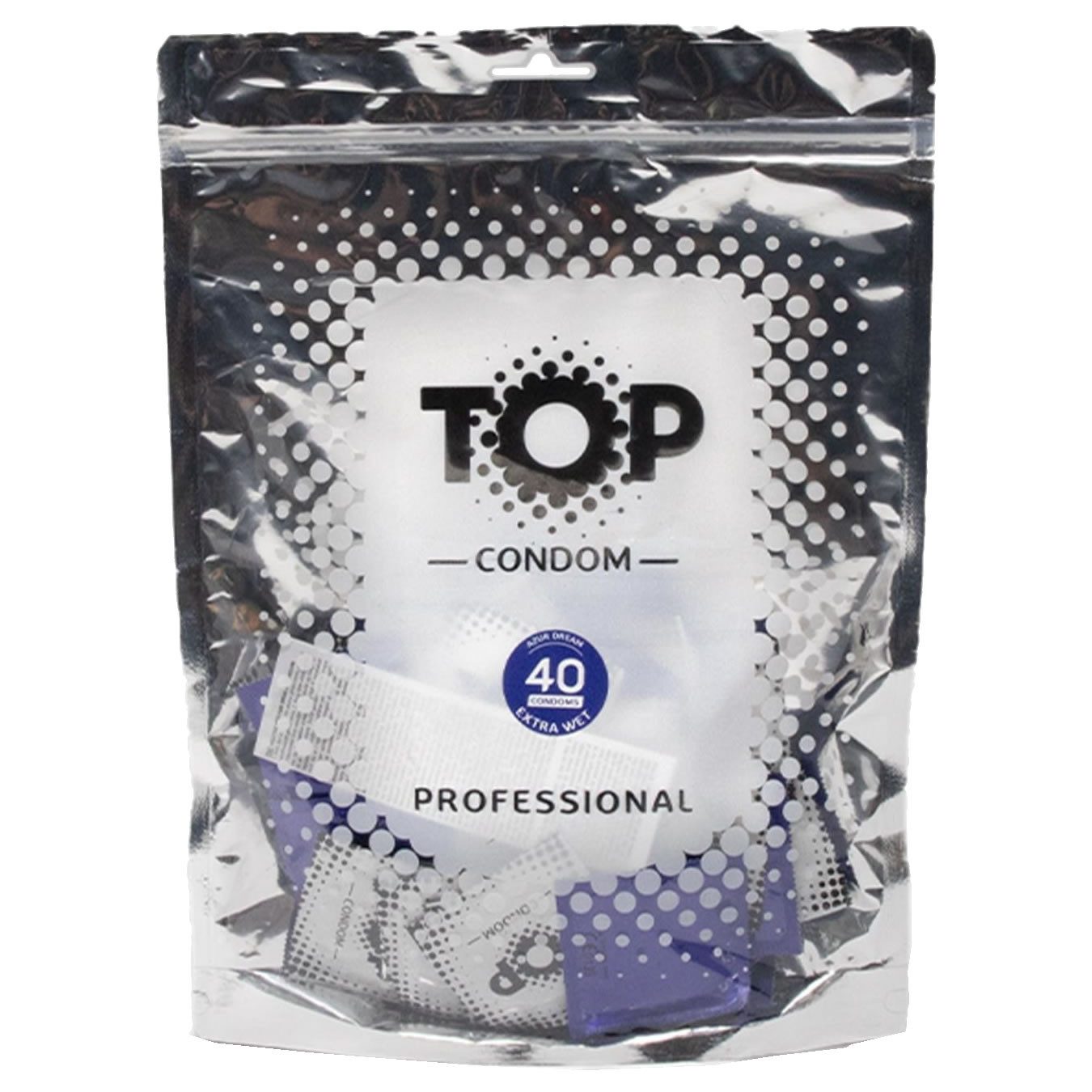 TOP Condoms Kondome Azur Dream (Extra Wet) Beutel mit, 40 St., Kondome mit viel Gleitgel, extrafeuchte Kondome für spontane Intimität