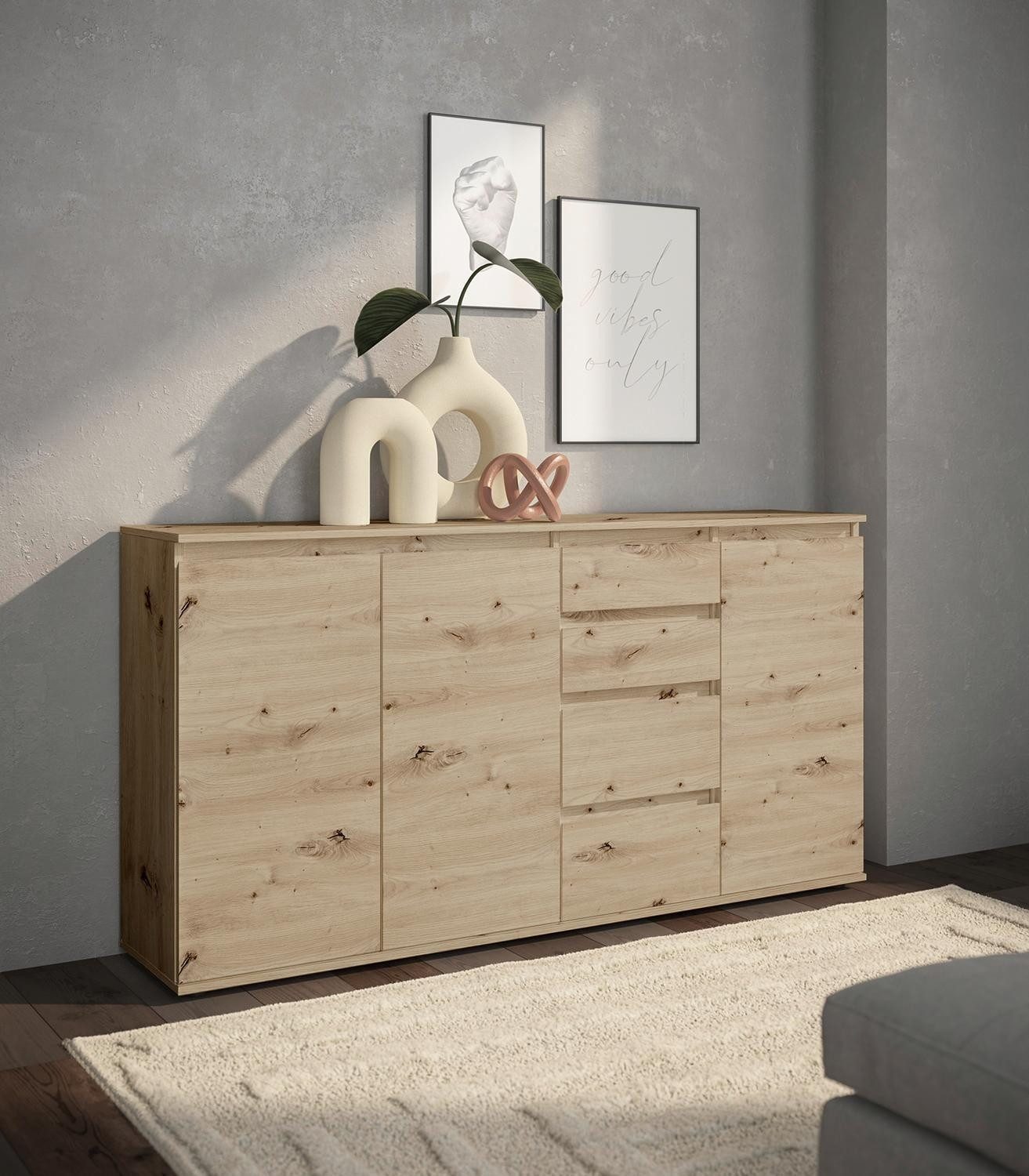 Bega Consult Sideboard BREST, Artisan Eiche Dekor, 3 Türen, 4 Schubladen, B günstig online kaufen