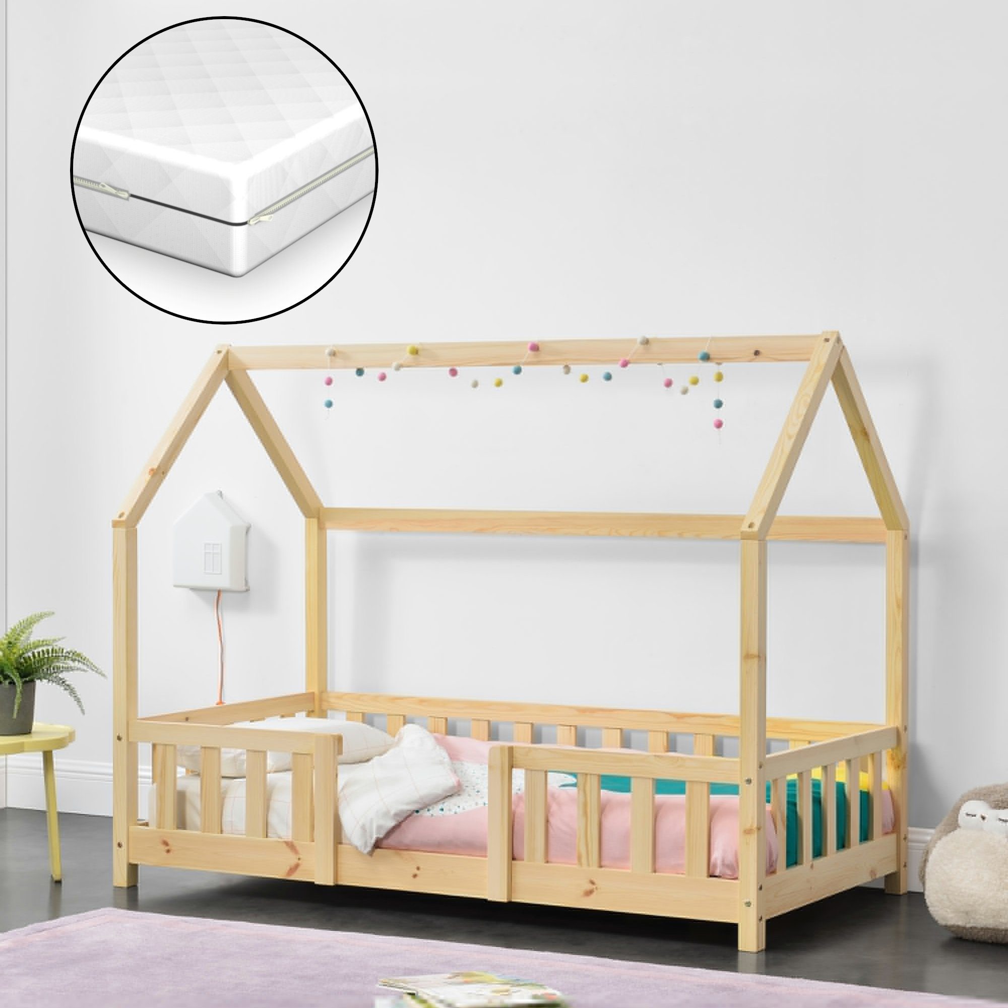 en.casa Kinderbett, »Sisimiut« Hausbett mit Matratze günstig online kaufen