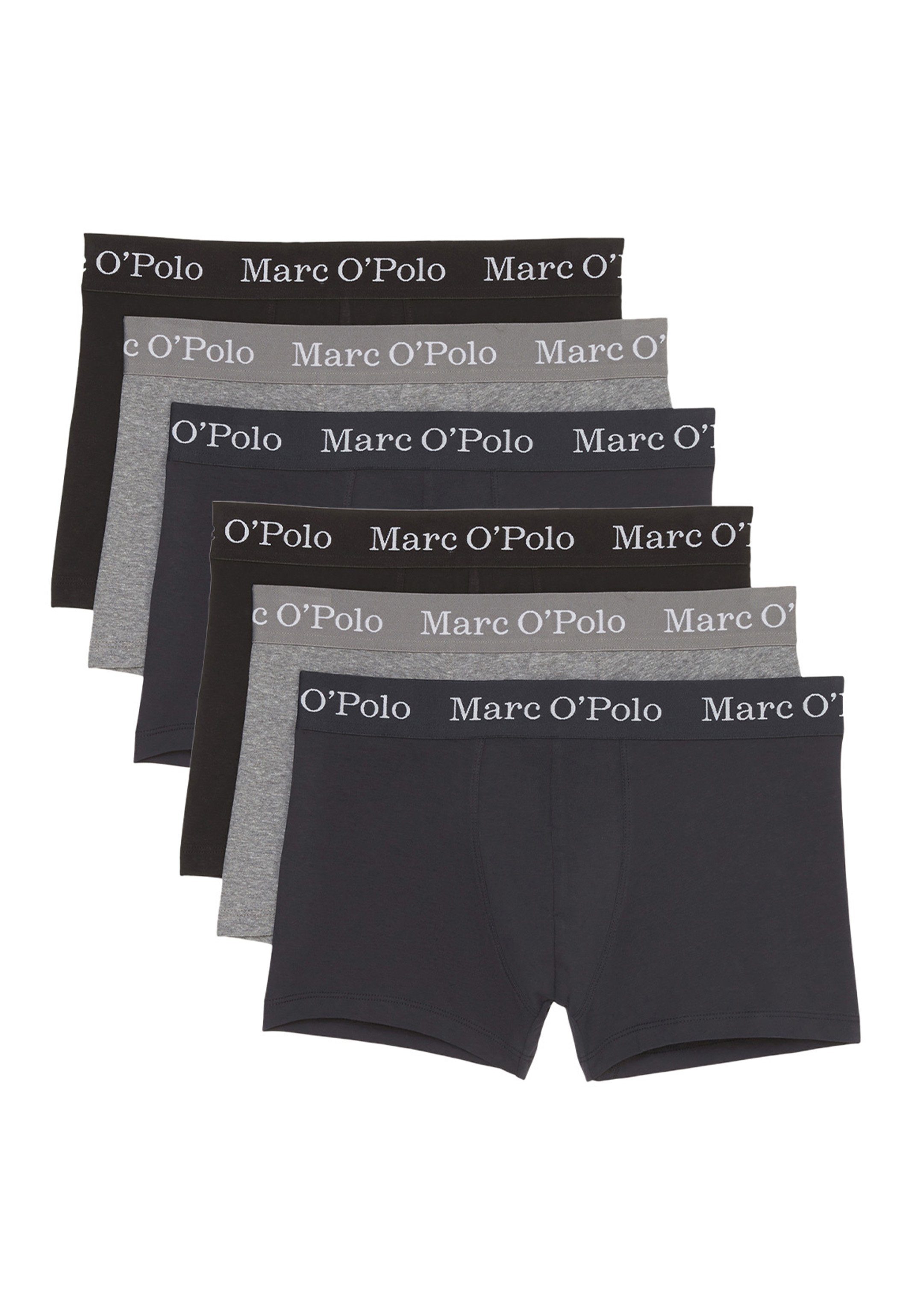 Marc O'Polo Retro Boxer 6er Pack Elements Organic Cotton (Spar-Set, 6-St) Retro Short / Pant - Baumwolle - Ohne Eingriff - Black/Navy/Grey Melange