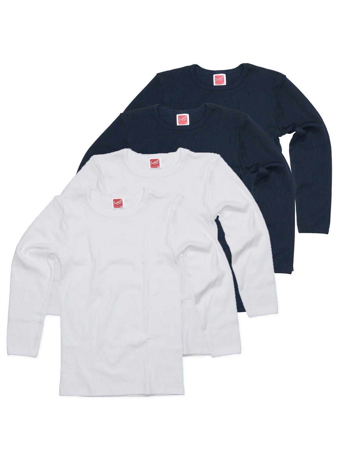navy for 4-St) Winterwäsche Kinder 4er Kids Shirt weiss (Spar-Set, Markenqualität Sweety Achselhemd hohe Sparpack