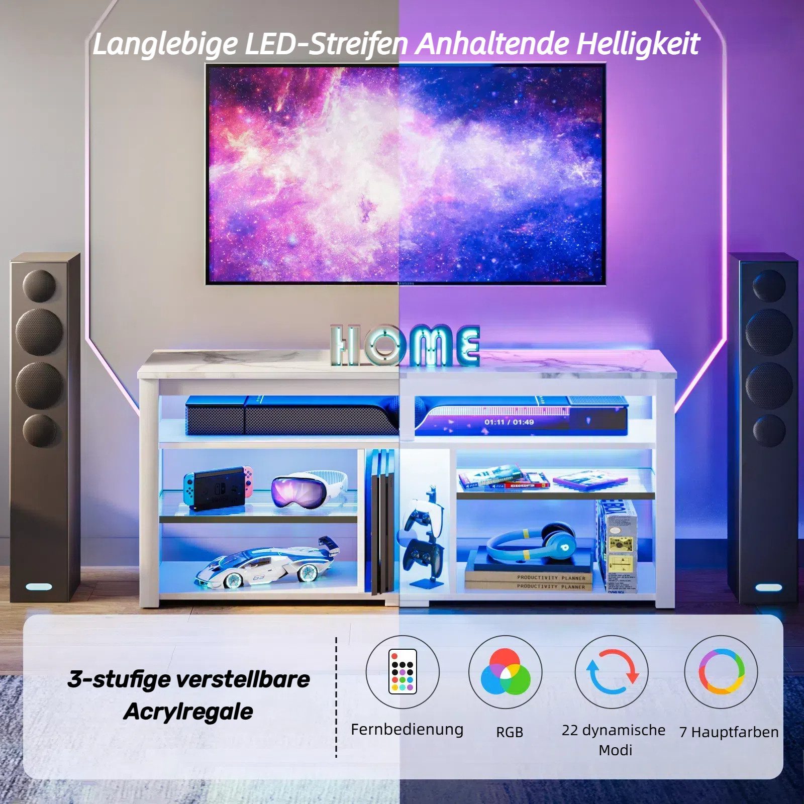 Bestier Lowboard TV-Schrank, Sideboard, Gaming TV günstig online kaufen