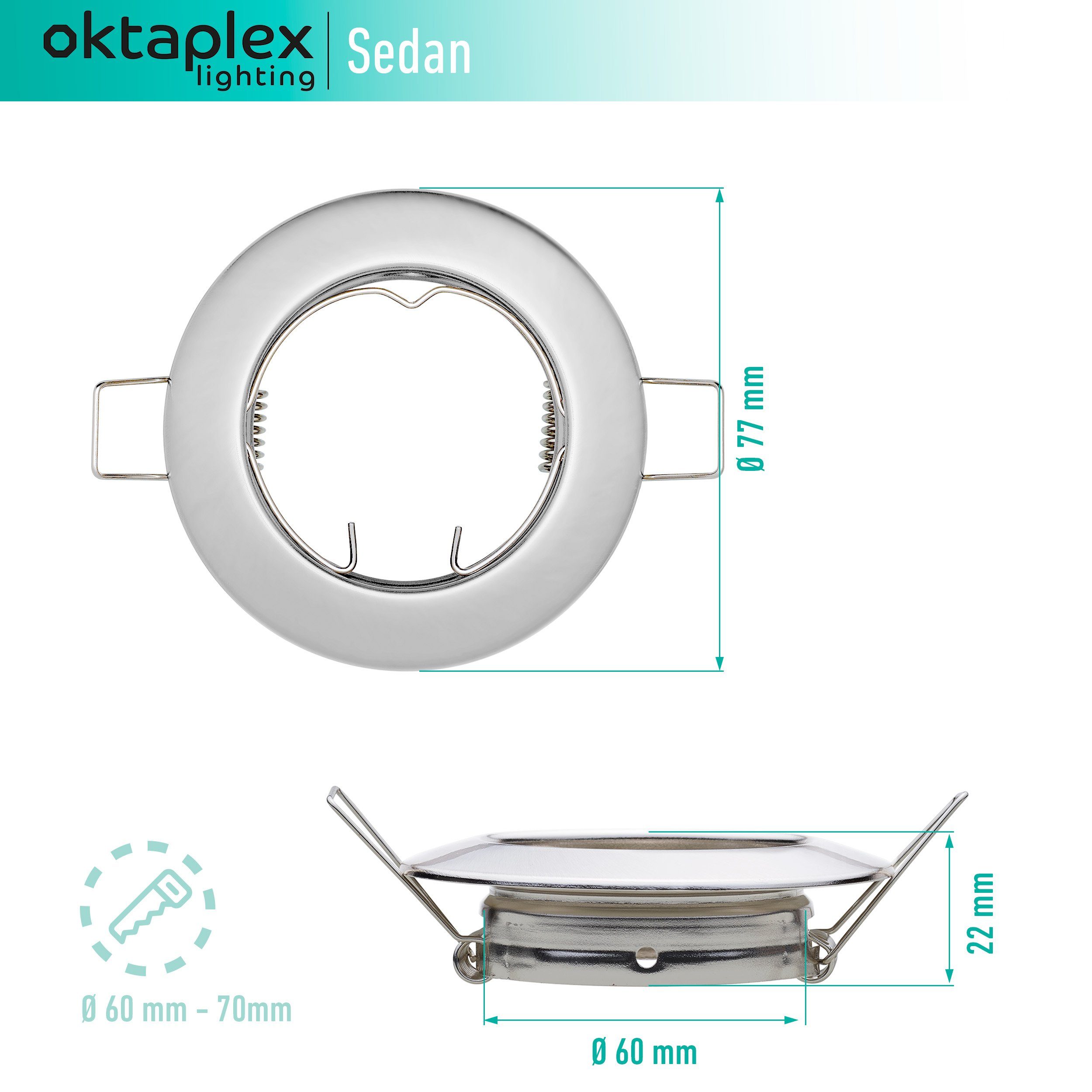 Oktaplex lighting LED Einbaustrahler 6 Stück LED Deckenspot flach inkl. 6 Stück LED Module 4,8W 380 Lumen, 3-Step Dimmung, Leuchtmittel wechselbar, warmweiß, 3000 Kelvin 230V chromfarben