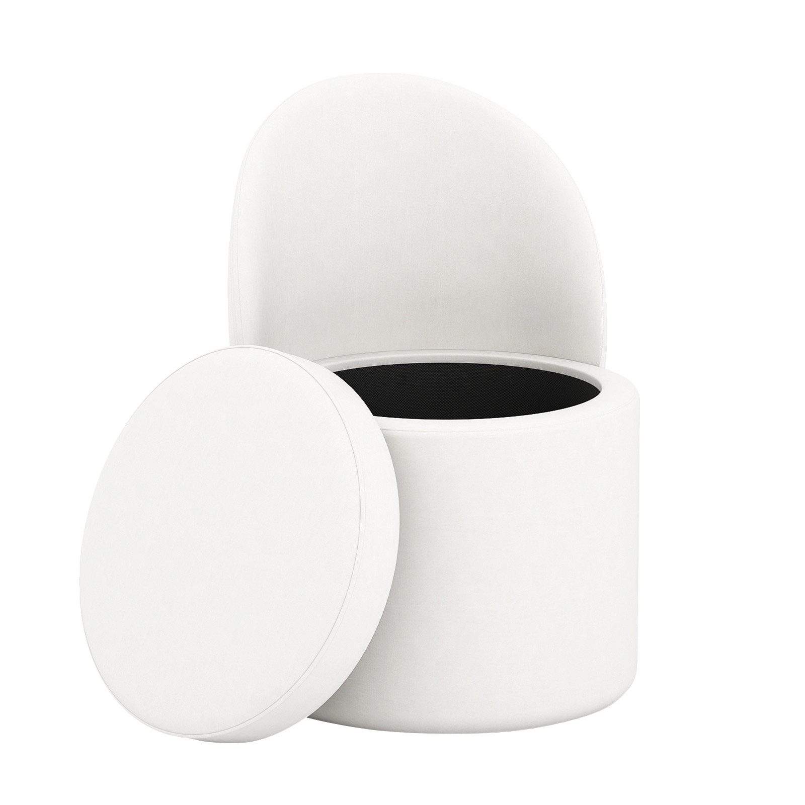 COSTWAY Sitzhocker, mit Stauraum 38L Schminkhocker mit Rückenlehne, gepolstert