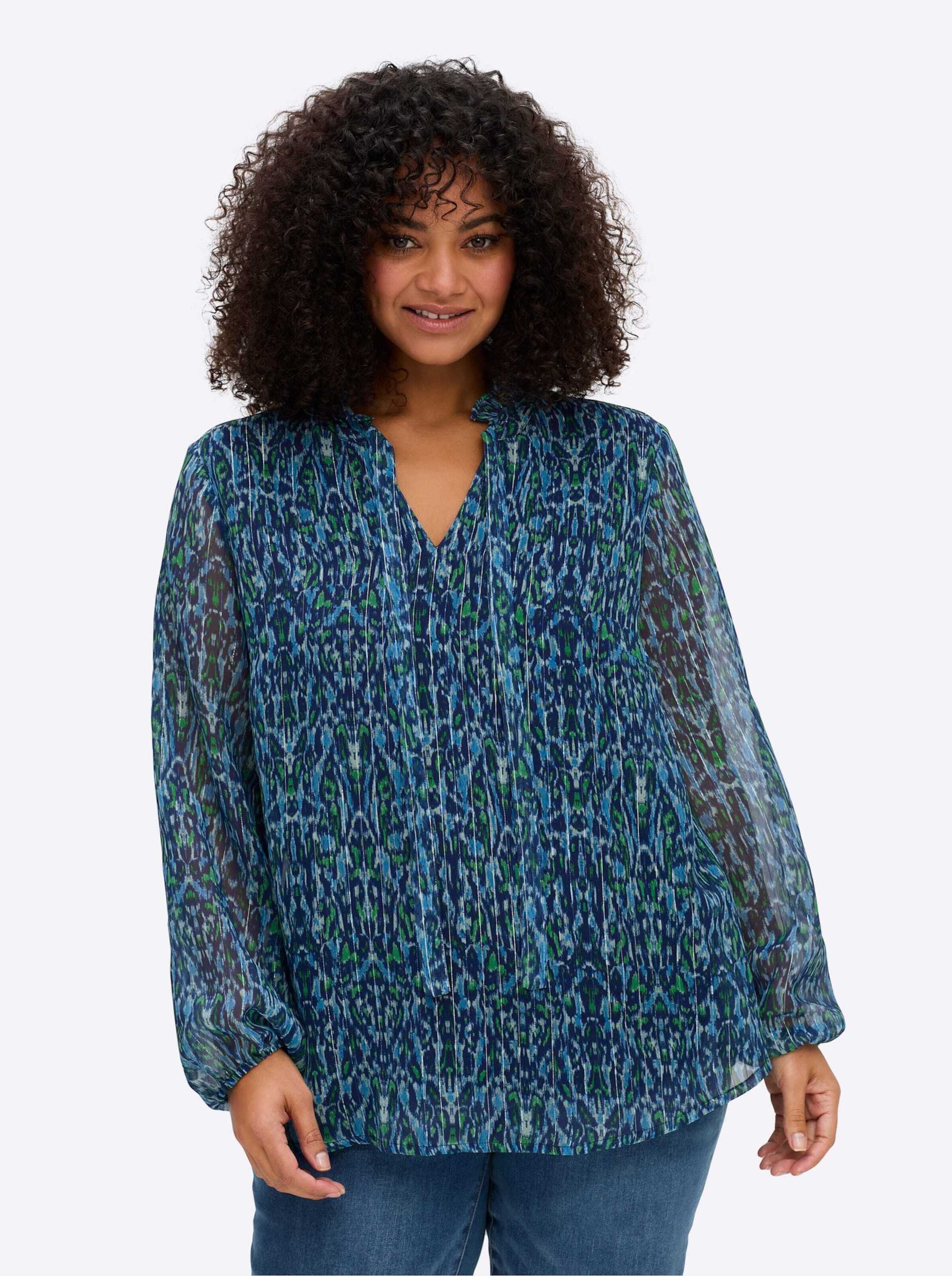 Klassische Bluse Tunika Langarm