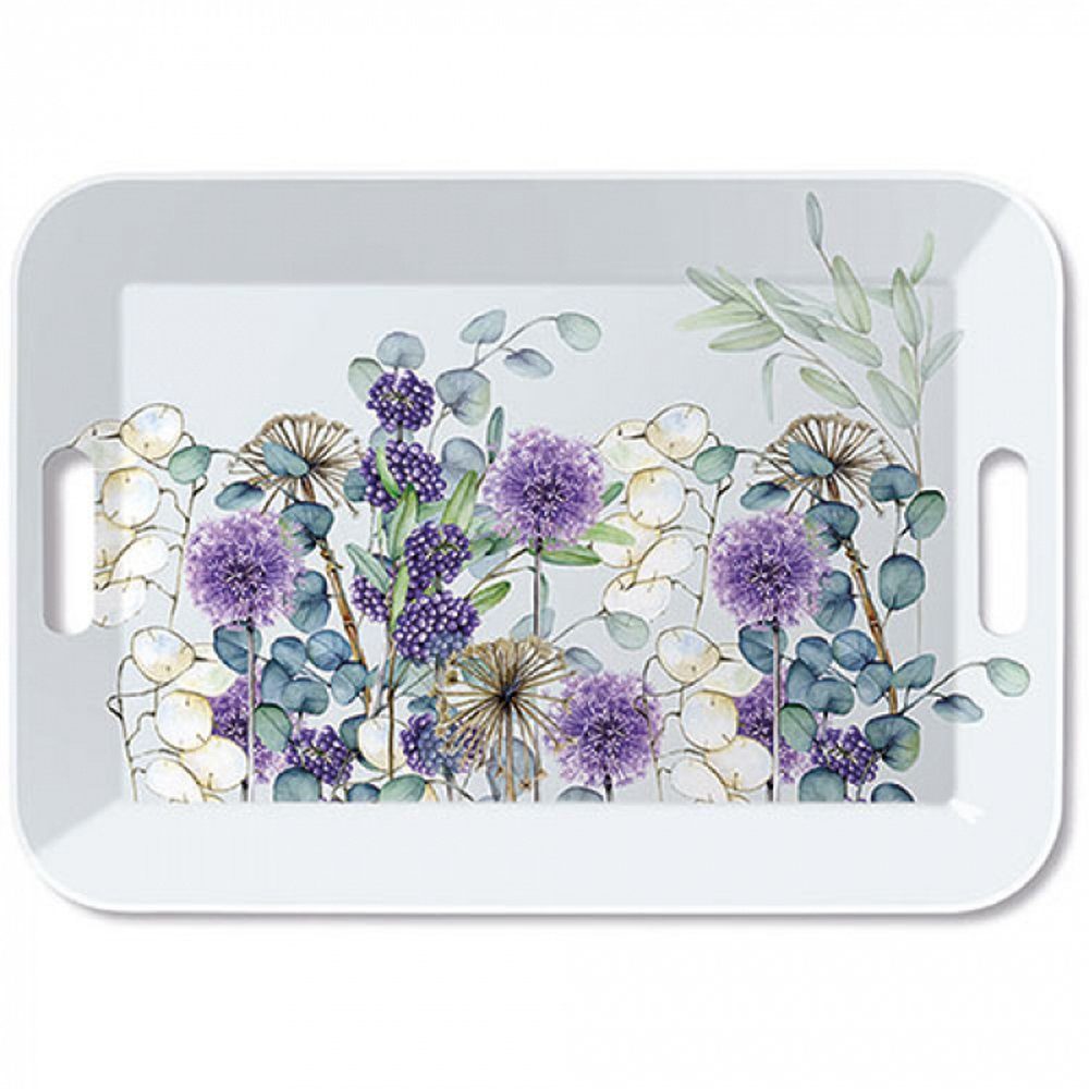 Ambiente Luxury Paper Products Tablett Grosses Tablett Lunaria Allium Eukalyptus 33x47 cm Melamin, (1-tlg)