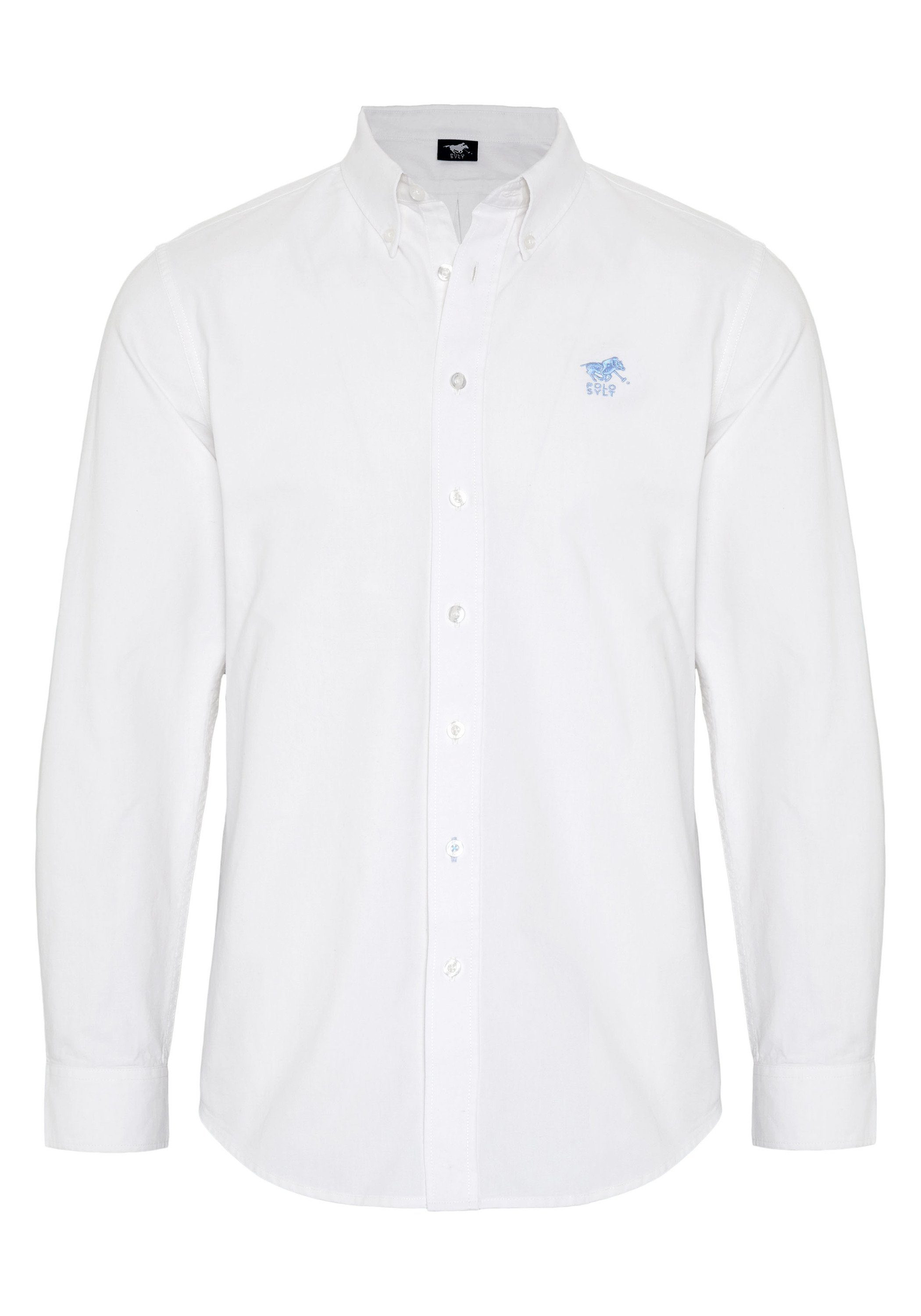 Polo Sylt Langarmhemd mit Button-down-Kragen und Label-Stitching günstig online kaufen