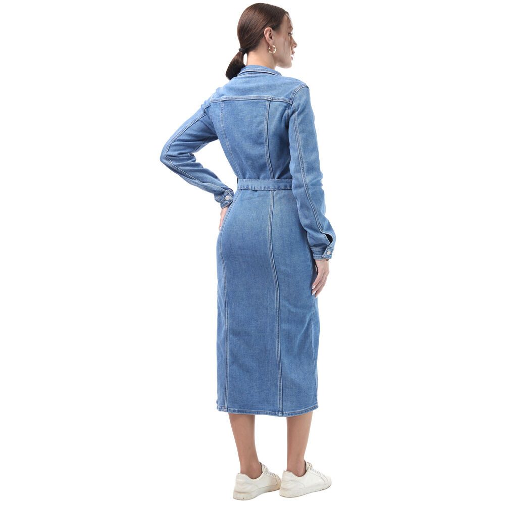 Ital-Design Jeanskleid Vielseitiges Jeanskleid mit Gürtel günstig online kaufen