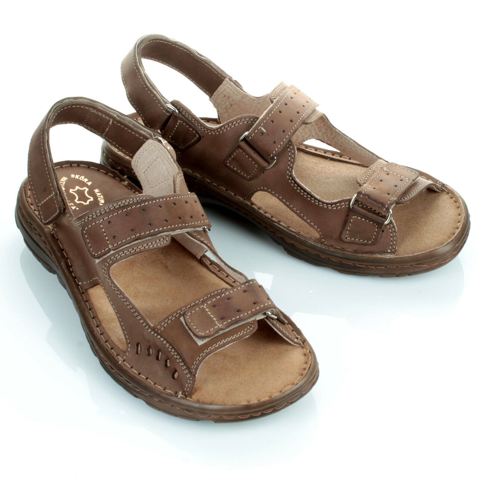 filsko Elegante Sommer Leder Sandalen für Herren Sandale Dunkelbraun