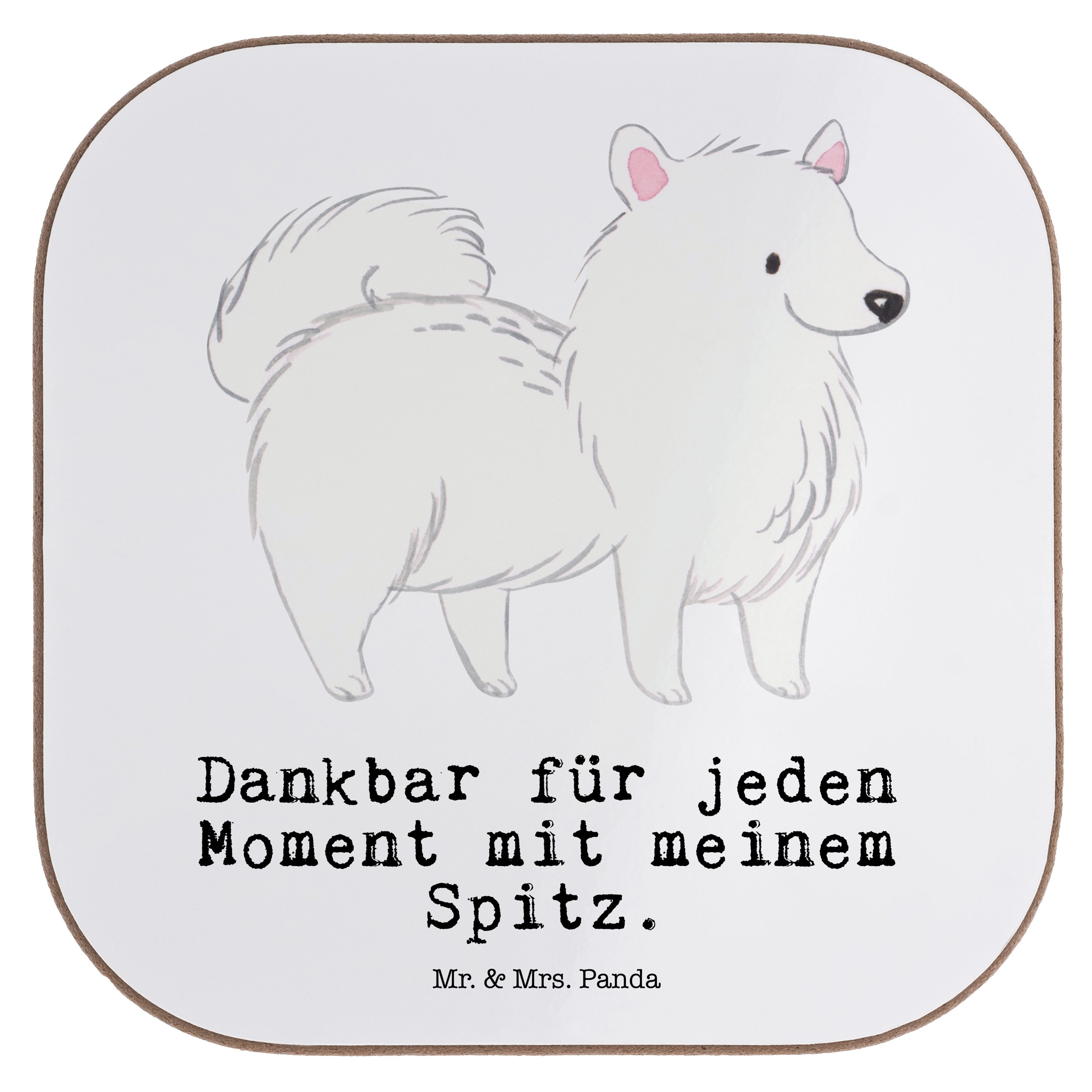 Mr. & Mrs. Panda Getränkeuntersetzer Spitz Moment - Weiß - Geschenk, Schenken, Welpe, Bierdeckel, Tierfreu, 1-tlg.