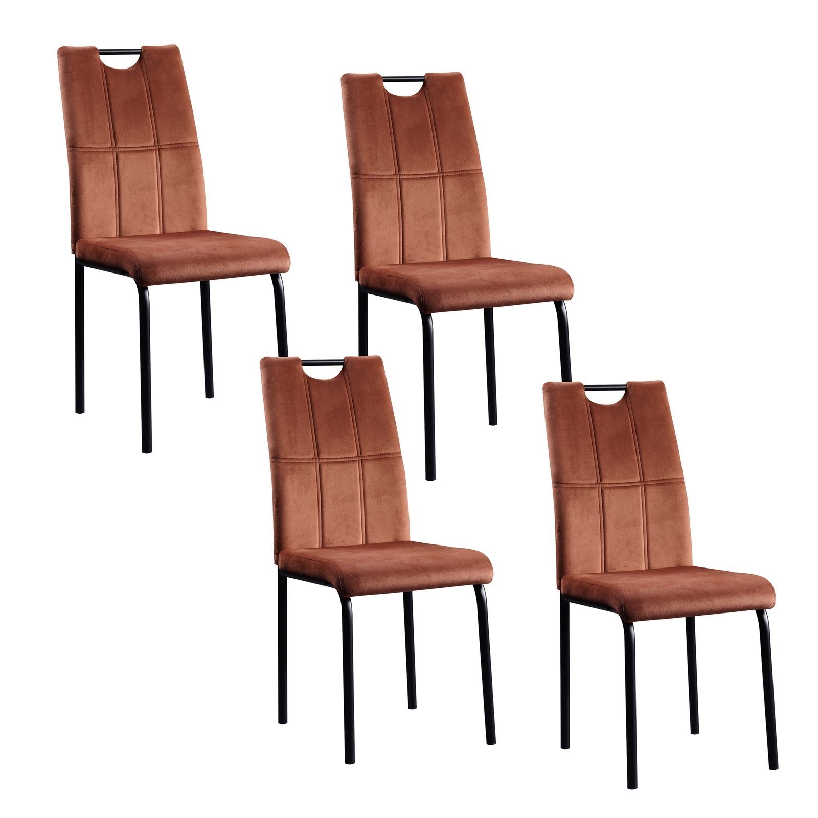 Sofort lieferbar HTI-Living Esszimmerstuhl Stuhl St), (Set, 4 Velvet Braun 4er-Set Samt Denton Esszimmerstuhl