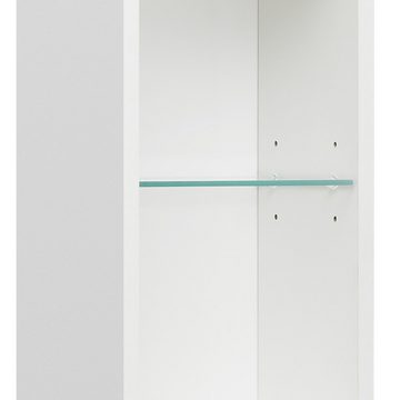 Lomadox Hochschrank WARSCHAU-66 Badezimmer in weiß glänzend - B/H/T: 25/195,5/20cm